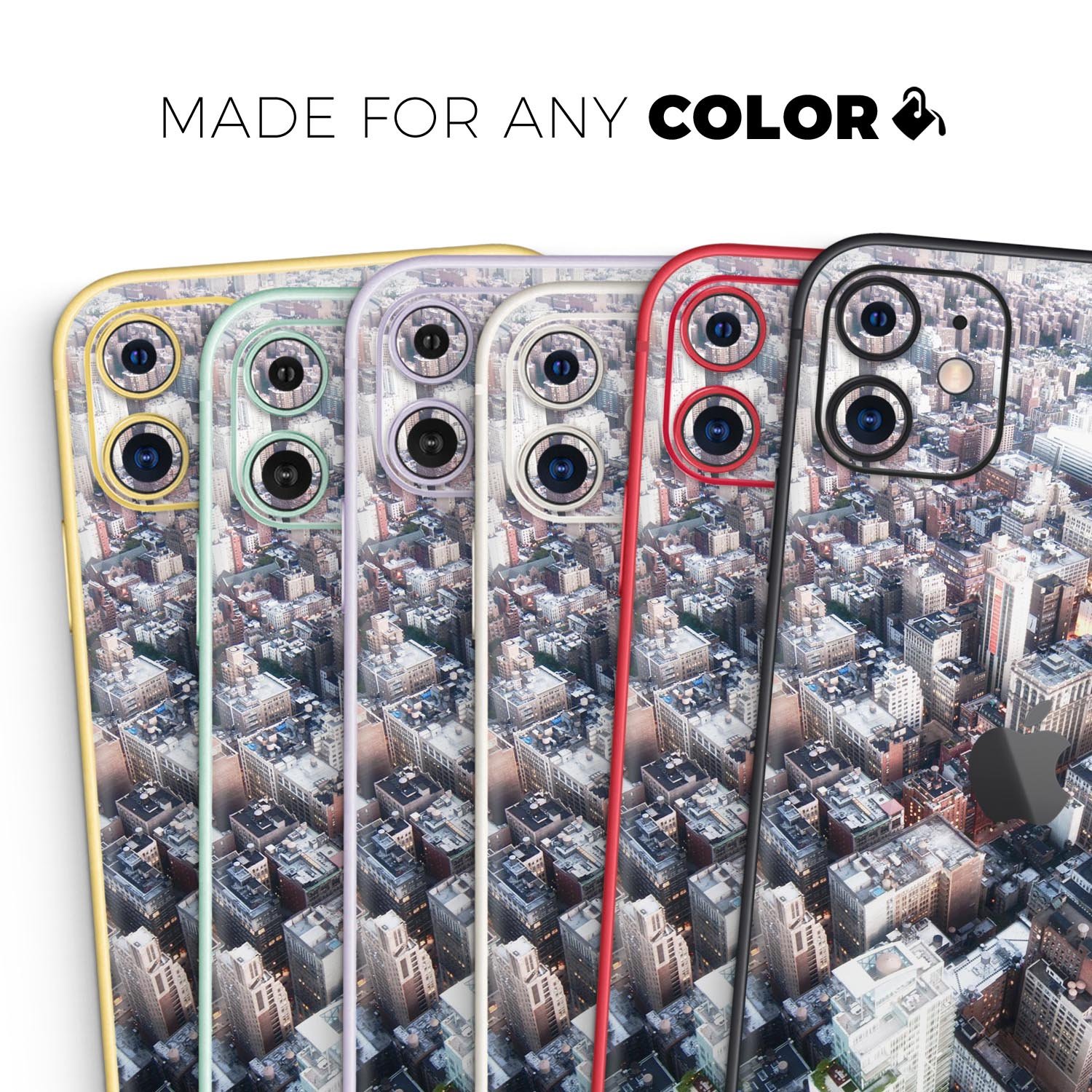 Vintage Aerial Cityscape Skin-Kit for Apple iPhone, showcasing vibrant design and premium vinyl material.