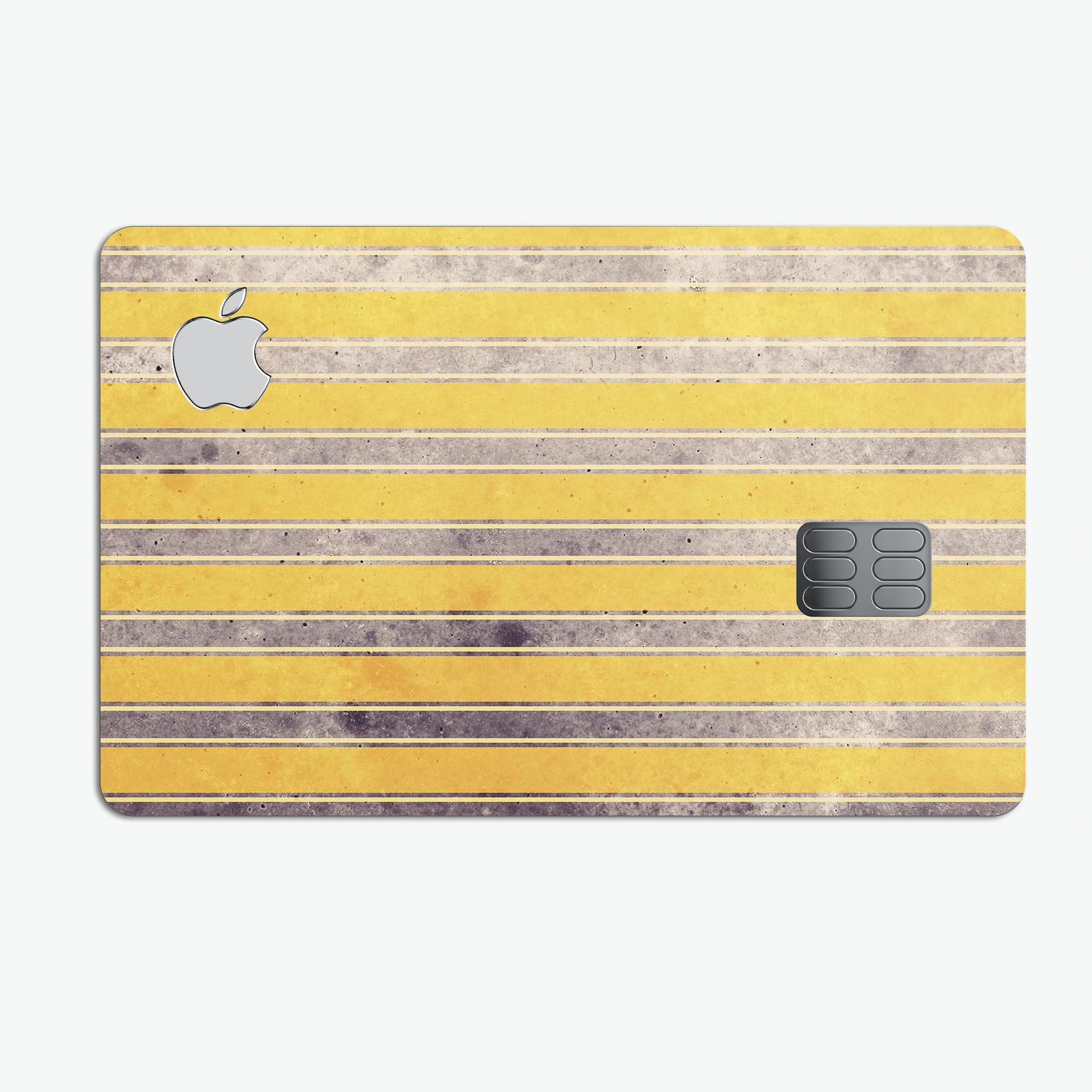 Vintage Brown and Yellow Vertical Stripes decal on an Apple Card, showcasing its stylish design and premium quality.