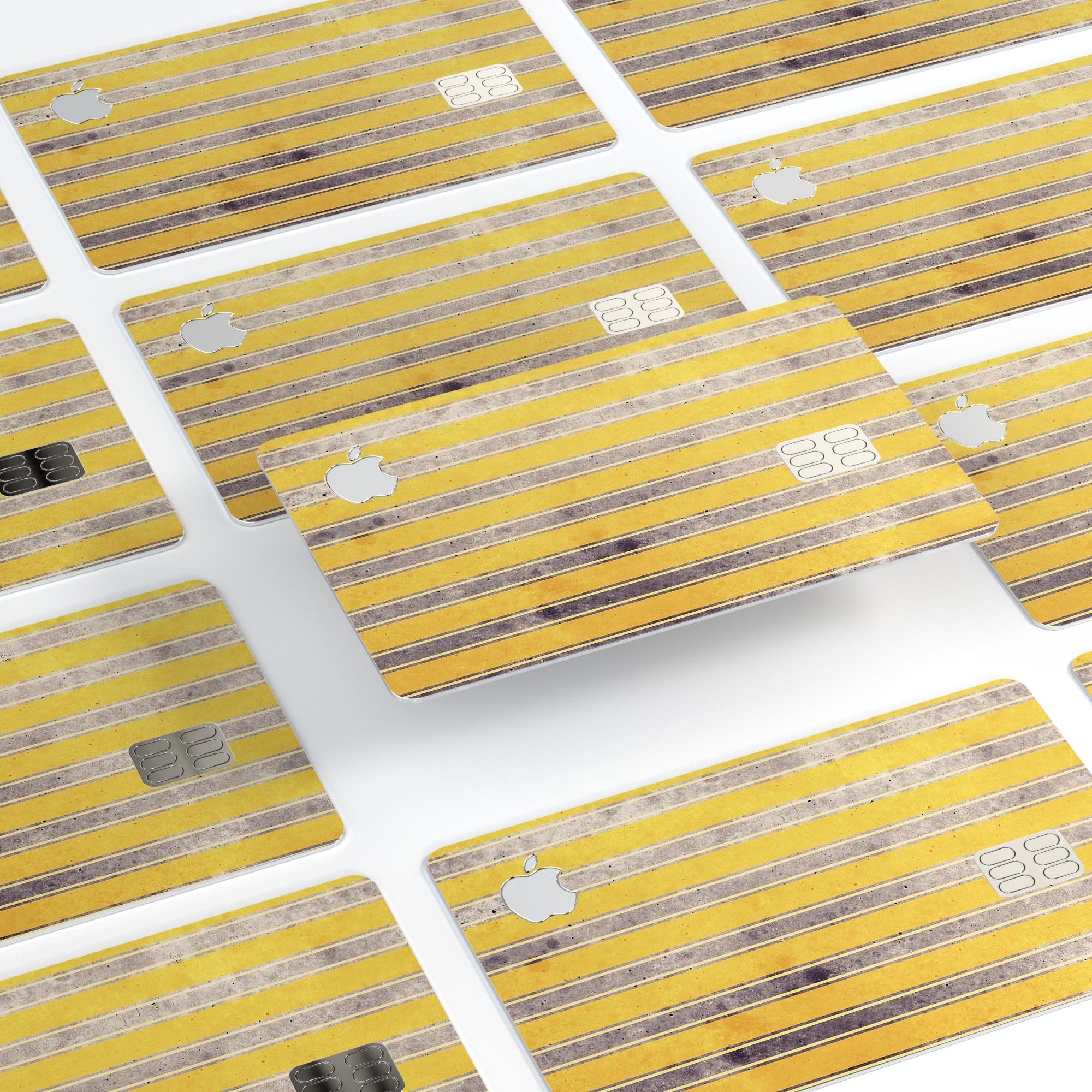 Vintage Brown and Yellow Vertical Stripes decal on an Apple Card, showcasing its stylish design and premium quality.