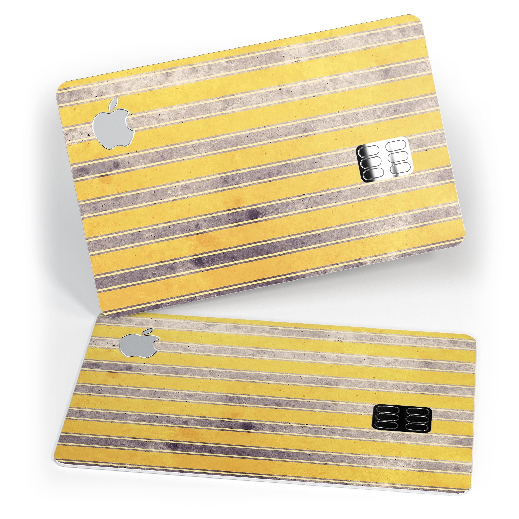 Vintage Brown and Yellow Vertical Stripes decal on an Apple Card, showcasing its stylish design and premium quality.