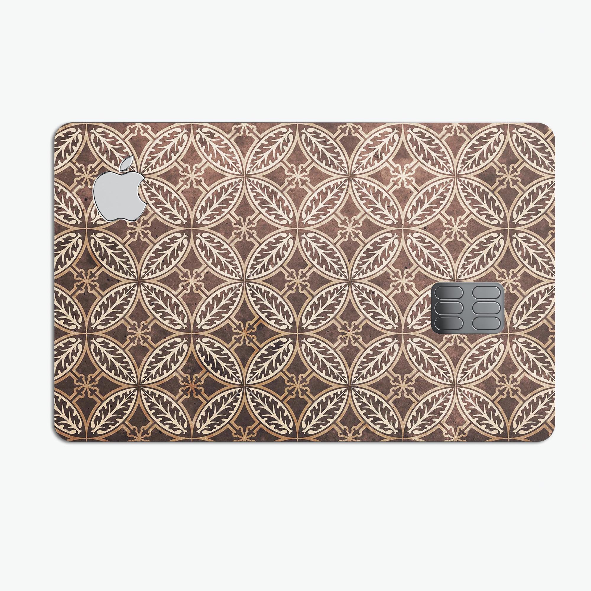 Vintage Cocoa Overlapping Circles skin kit for Apple Card, showcasing premium vinyl design and protective features.