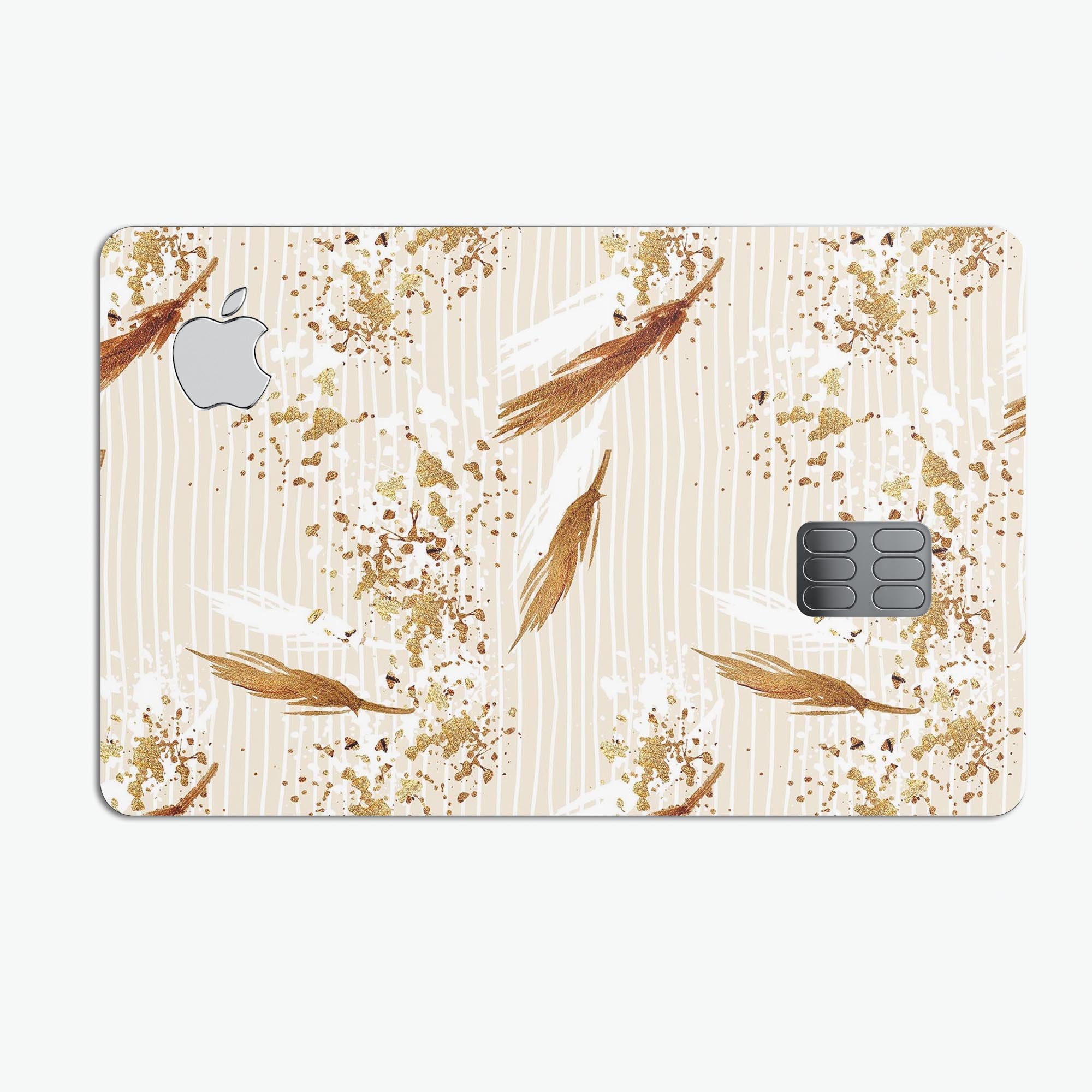 Vintage Flowing Feathers decal skin for Apple Card, showcasing elegant feather design and premium vinyl material.