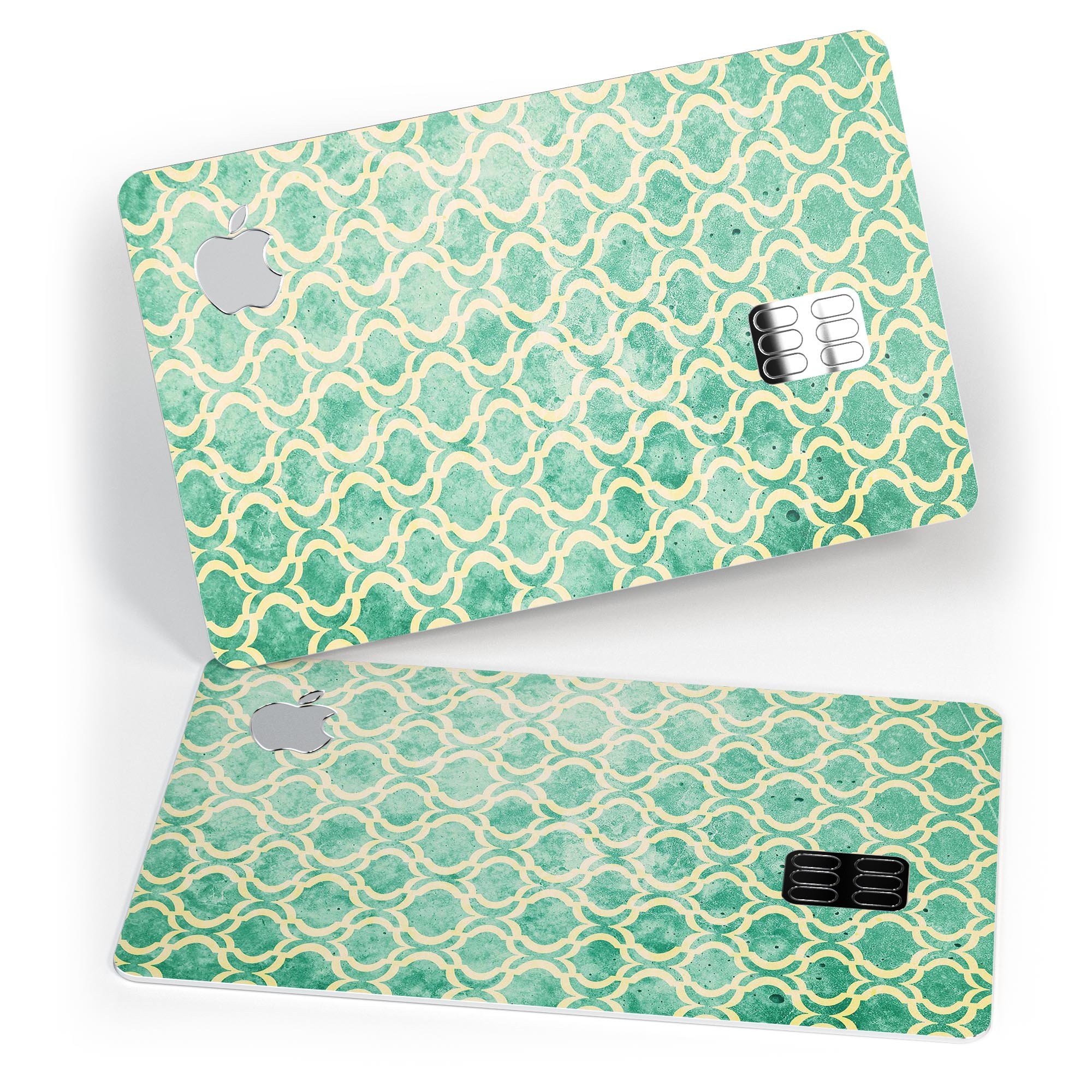 Vintage Green and Yellow Oval Pattern decal for Apple Card, showcasing its vibrant colors and protective features.