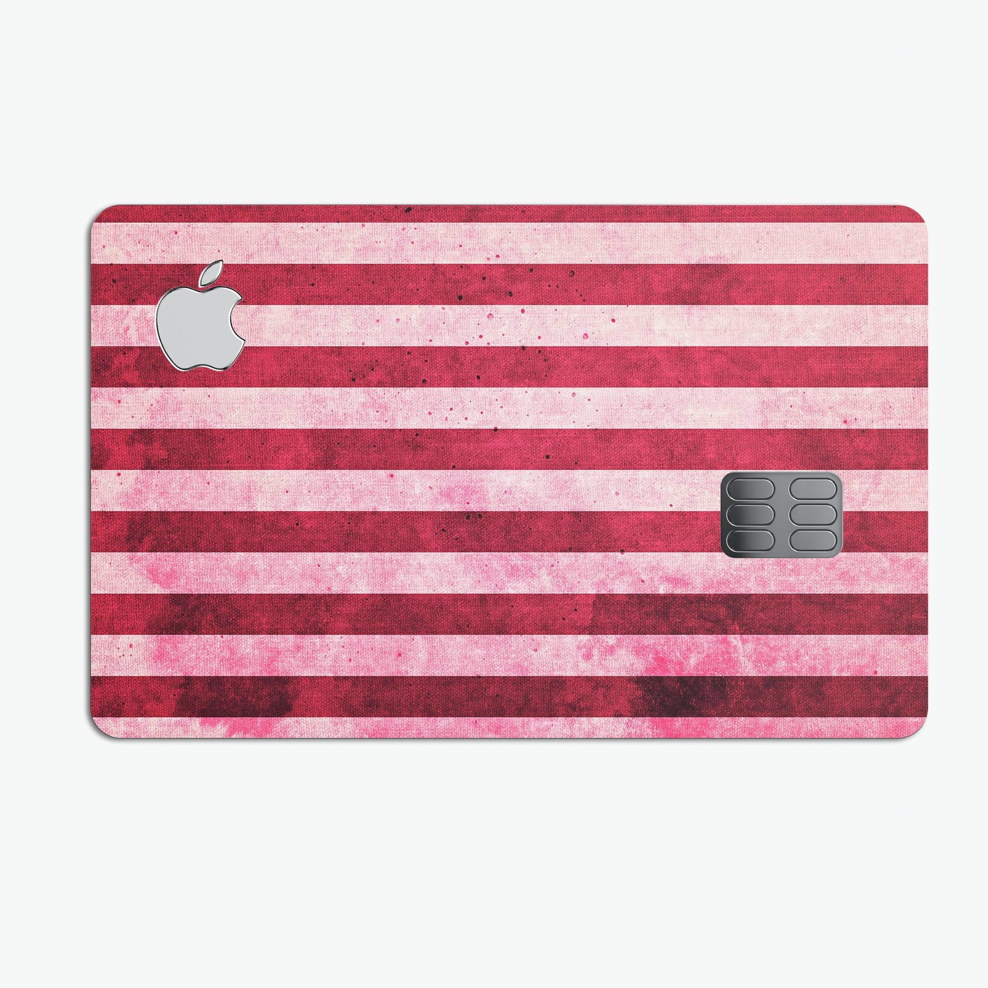 Vintage Pink and Red Vertical Stripes decal for Apple Card, showcasing a stylish design with premium vinyl material.