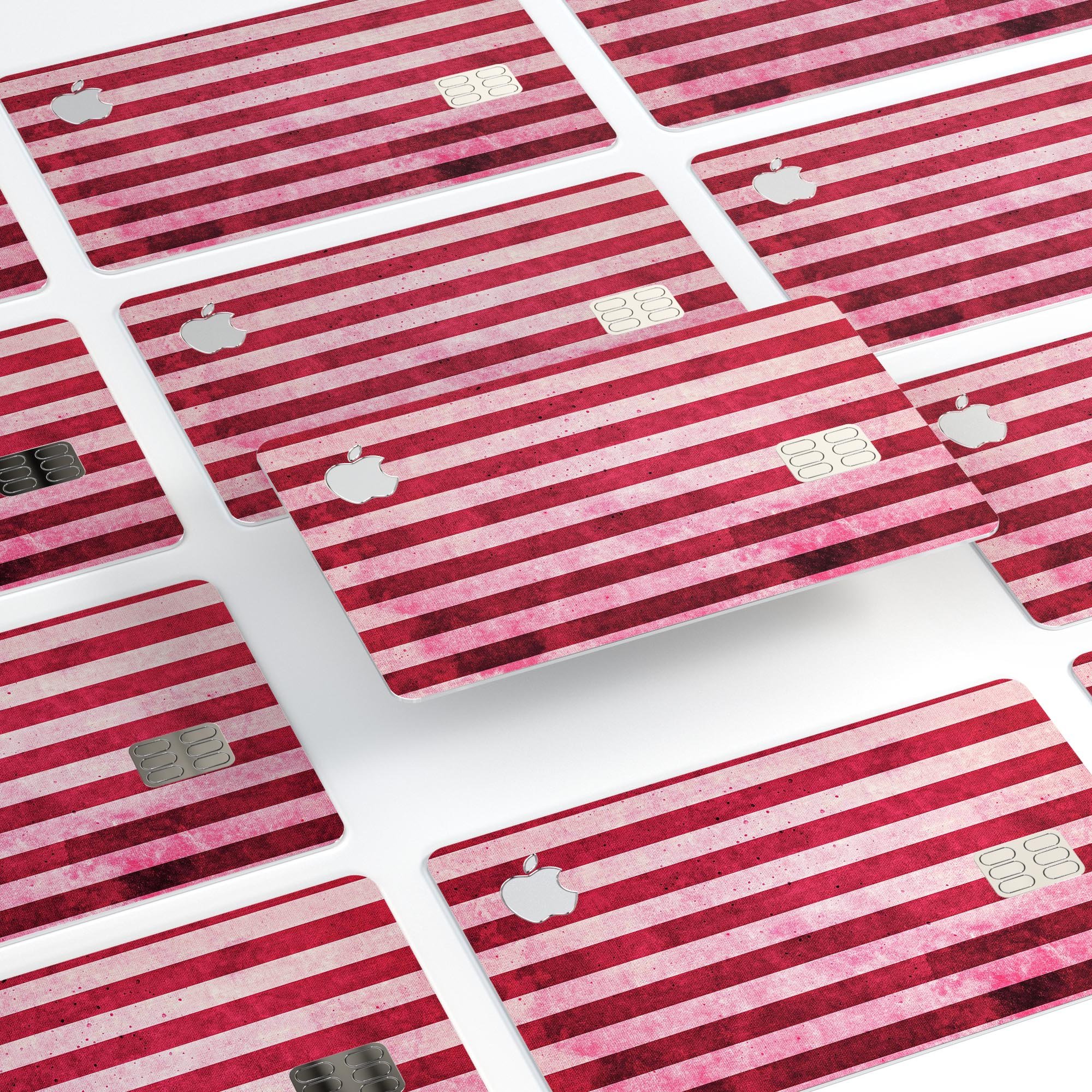 Vintage Pink and Red Vertical Stripes decal for Apple Card, showcasing a stylish design with premium vinyl material.