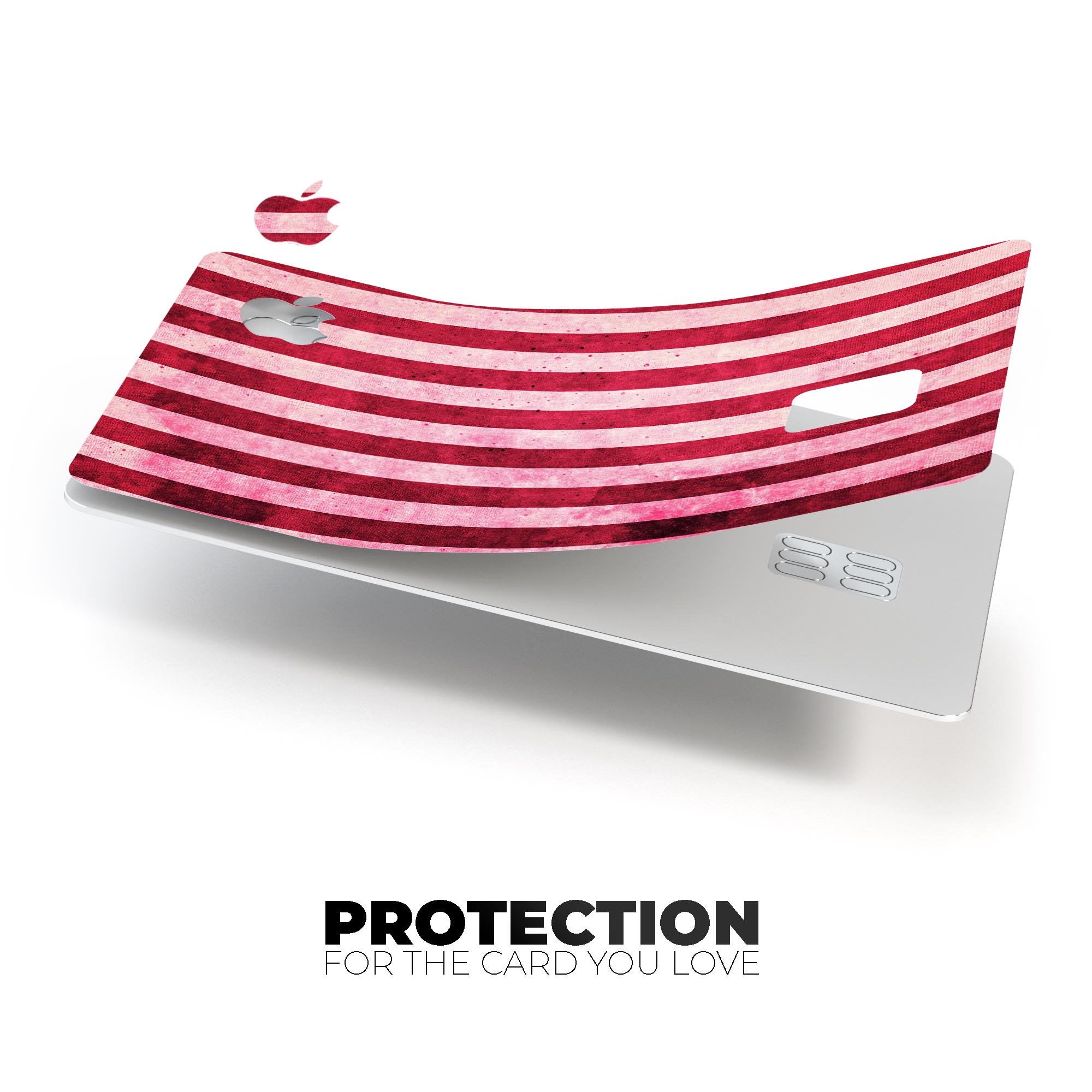 Vintage Pink and Red Vertical Stripes decal for Apple Card, showcasing a stylish design with premium vinyl material.