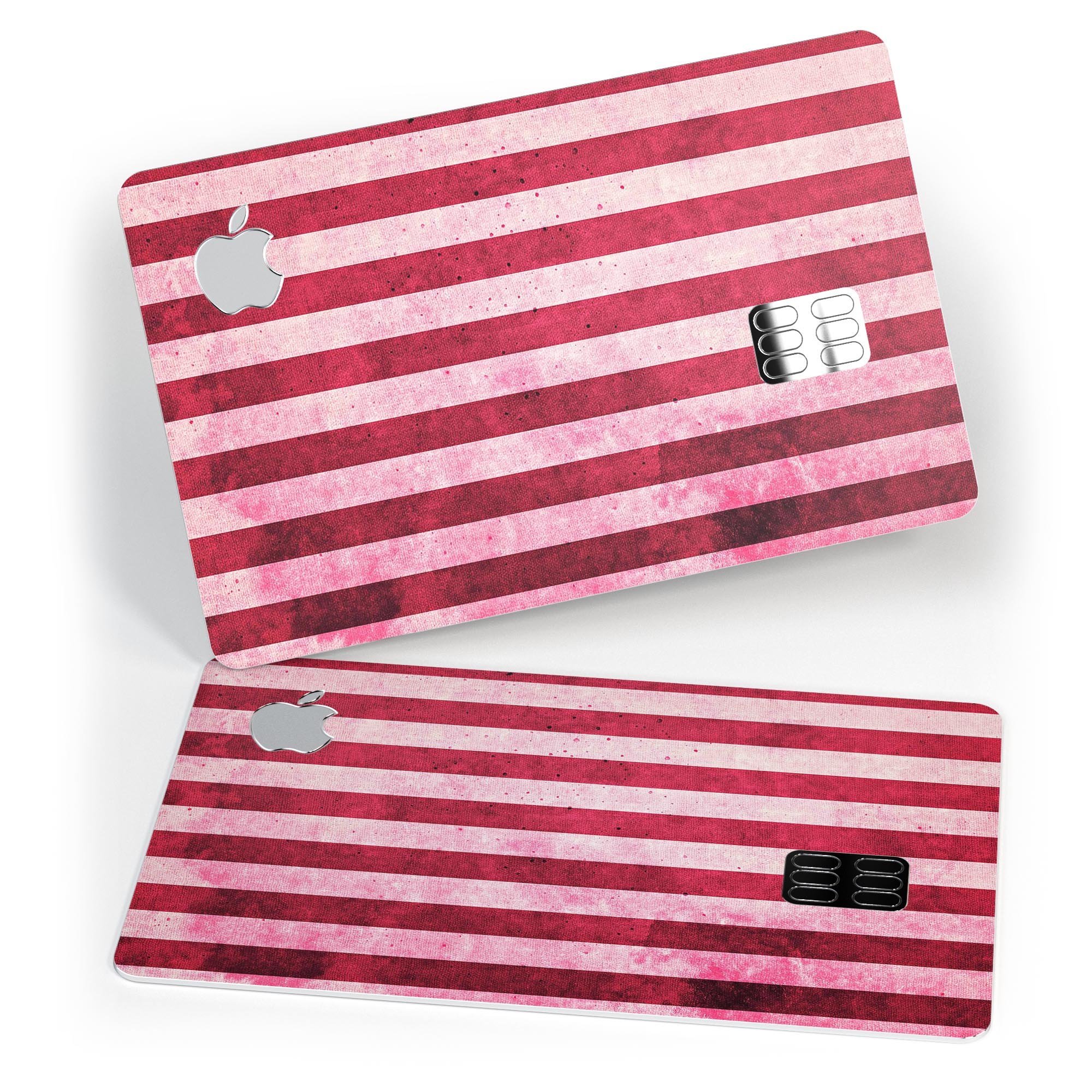 Vintage Pink and Red Vertical Stripes decal for Apple Card, showcasing a stylish design with premium vinyl material.