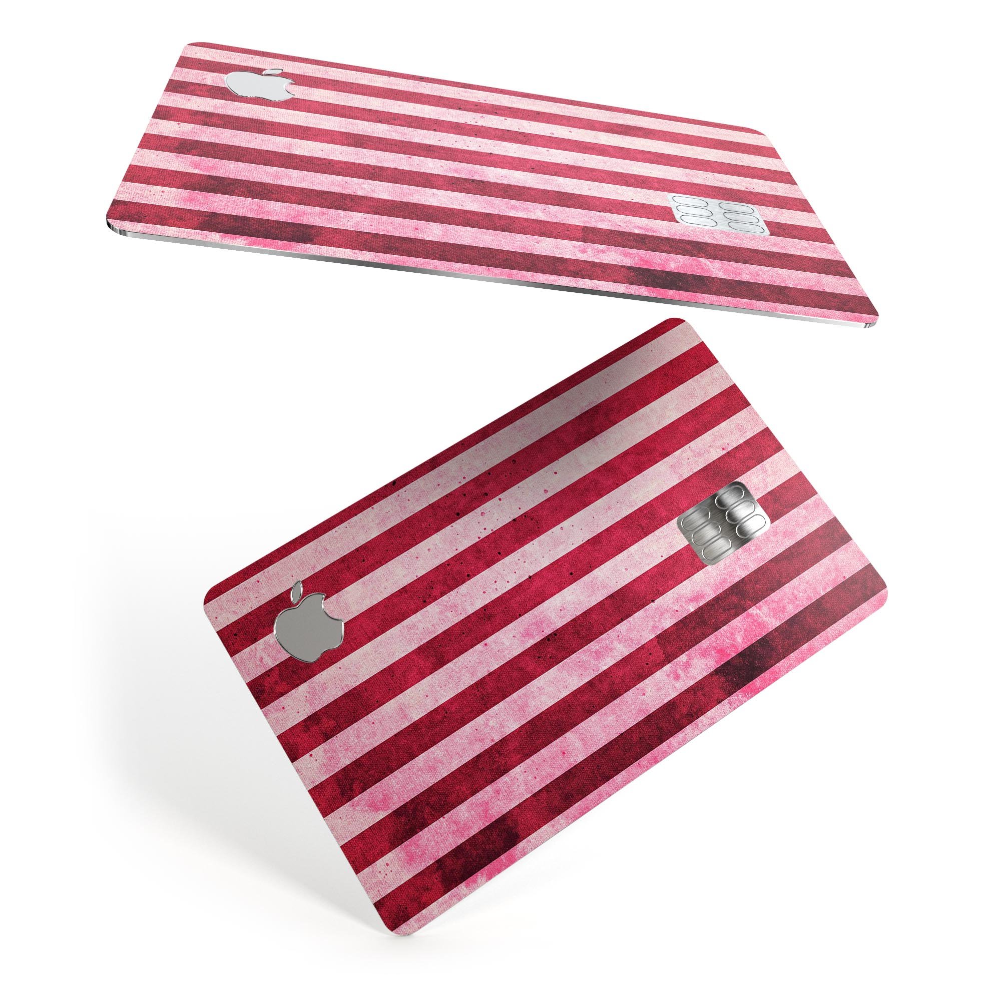 Vintage Pink and Red Vertical Stripes decal for Apple Card, showcasing a stylish design with premium vinyl material.