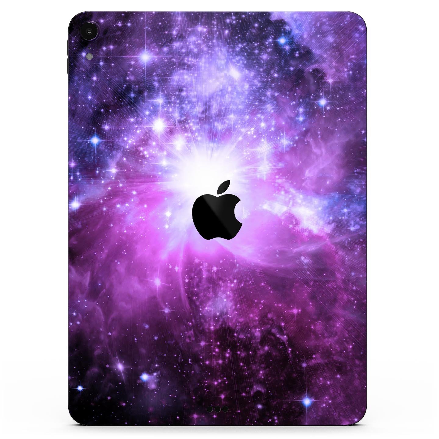 Violet Glowing Nebula skin decal for Apple iPad Pro, showcasing vibrant colors and a cosmic design.