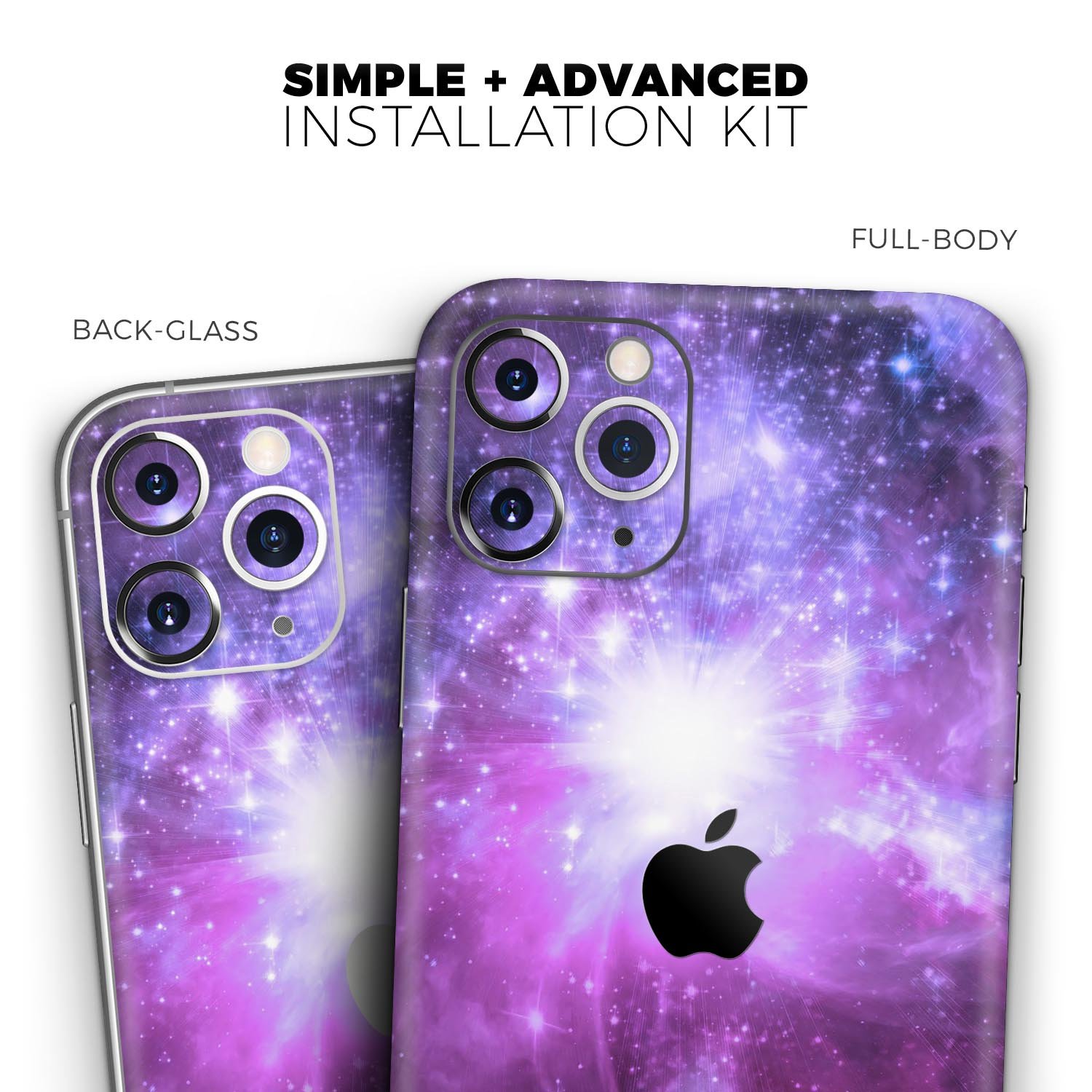 Violet Glowing Nebula skin for Apple iPhone 14, showcasing vibrant colors and sleek design.