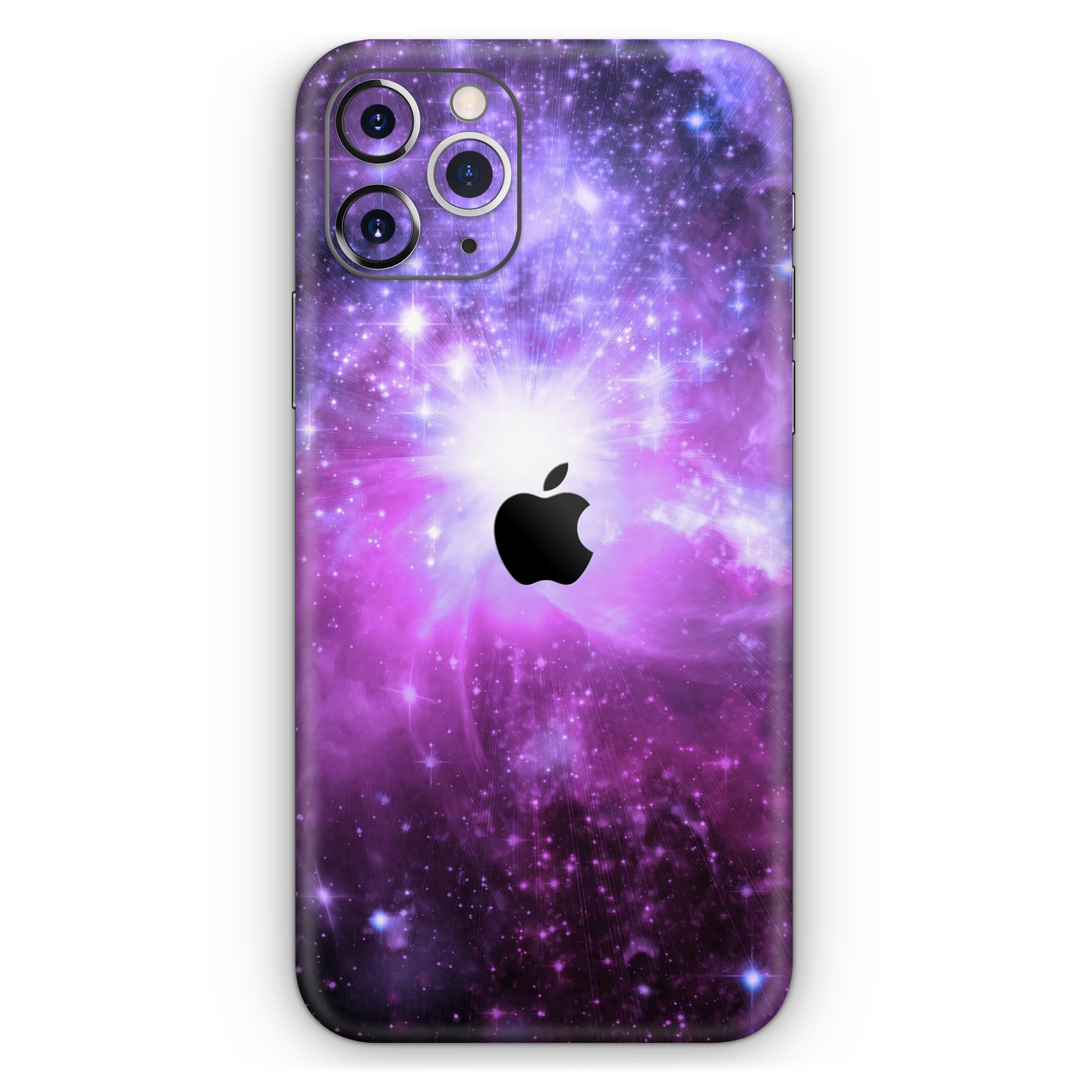 Violet Glowing Nebula skin for Apple iPhone 14, showcasing vibrant colors and sleek design.