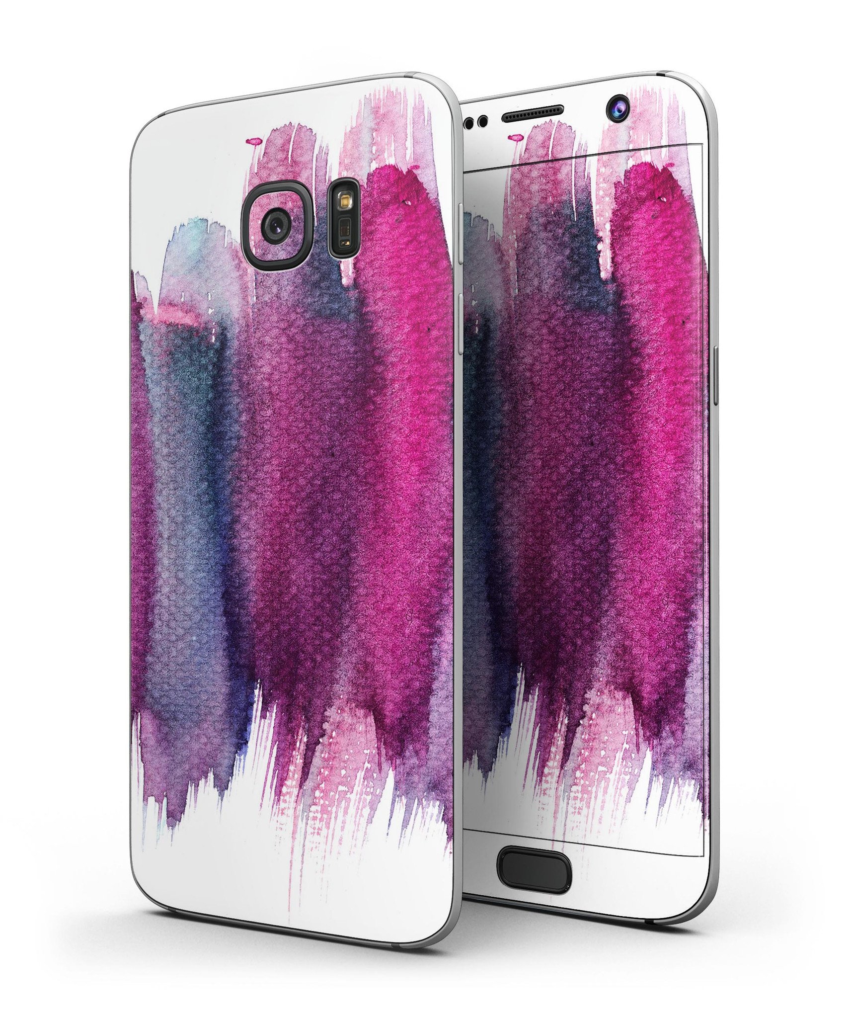 Violet Mixed Watercolor Skin-Kit for Samsung Galaxy S7, showcasing vibrant colors and full-body coverage.