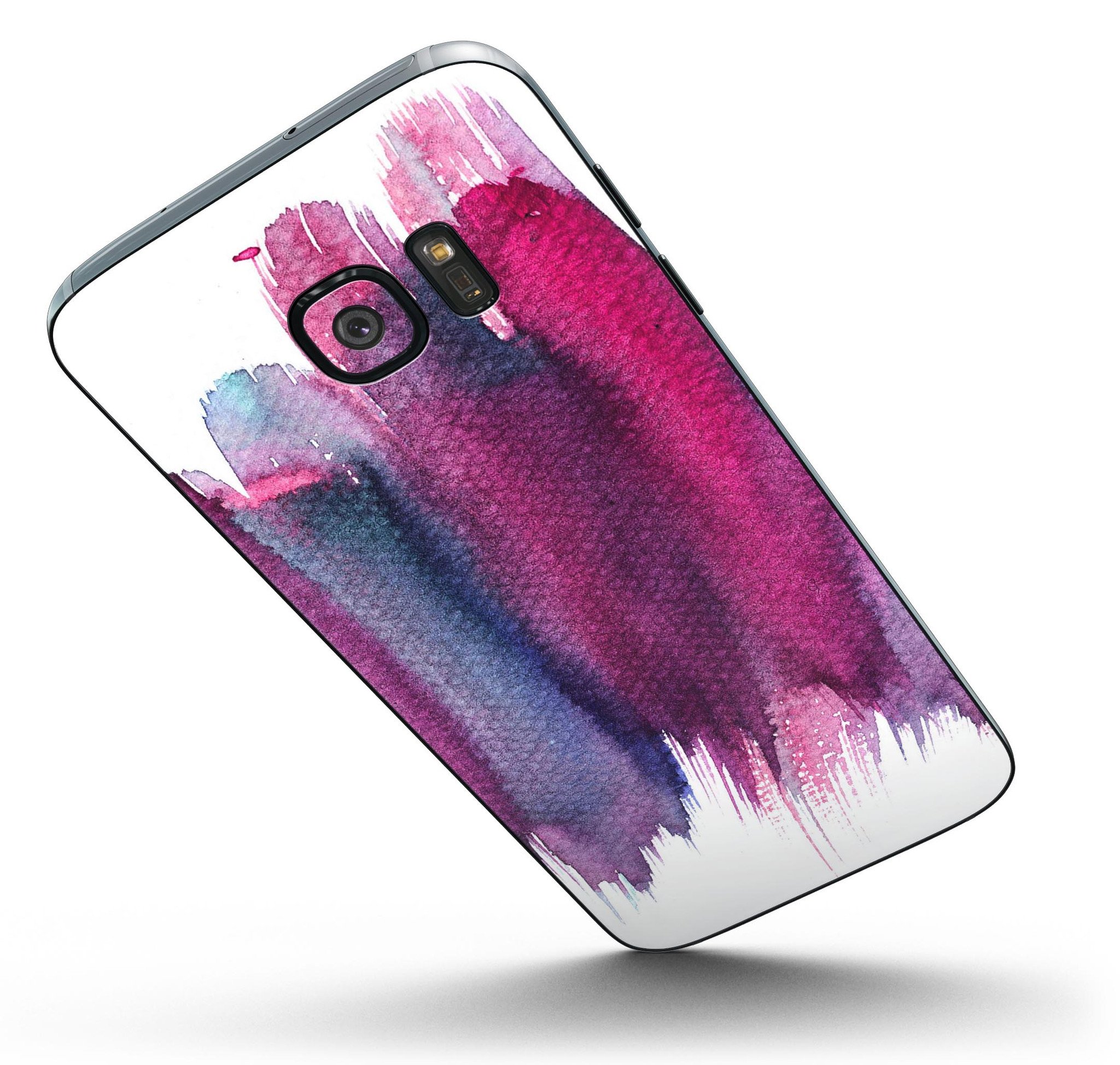 Violet Mixed Watercolor Skin-Kit for Samsung Galaxy S7, showcasing vibrant colors and full-body coverage.