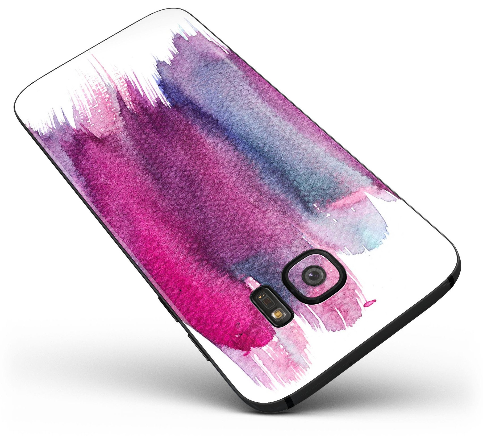 Violet Mixed Watercolor Skin-Kit for Samsung Galaxy S7, showcasing vibrant colors and full-body coverage.