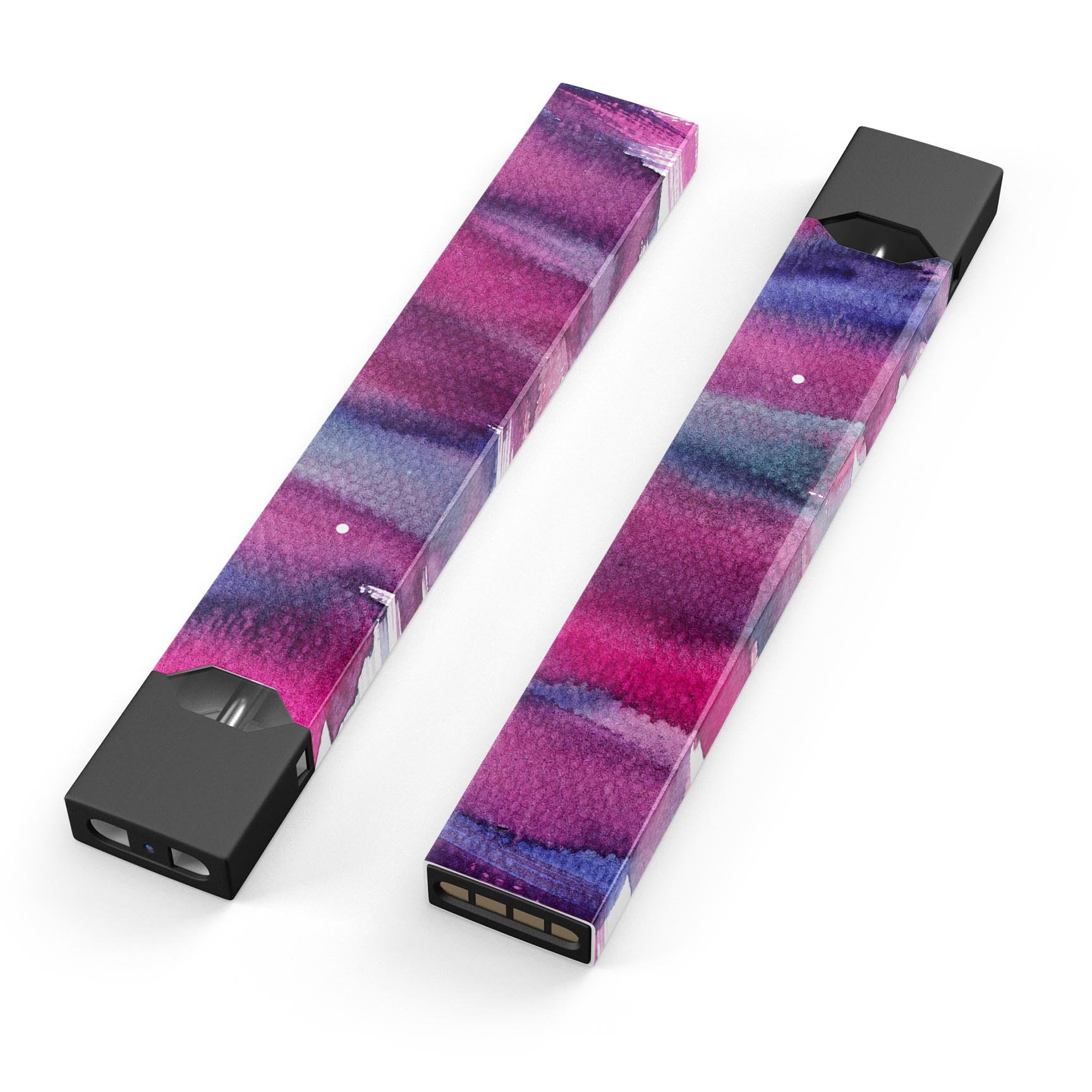 Violet Mixed Watercolor skin-wrap sticker designed for JUUL vaping device, showcasing vibrant colors and a sleek finish.