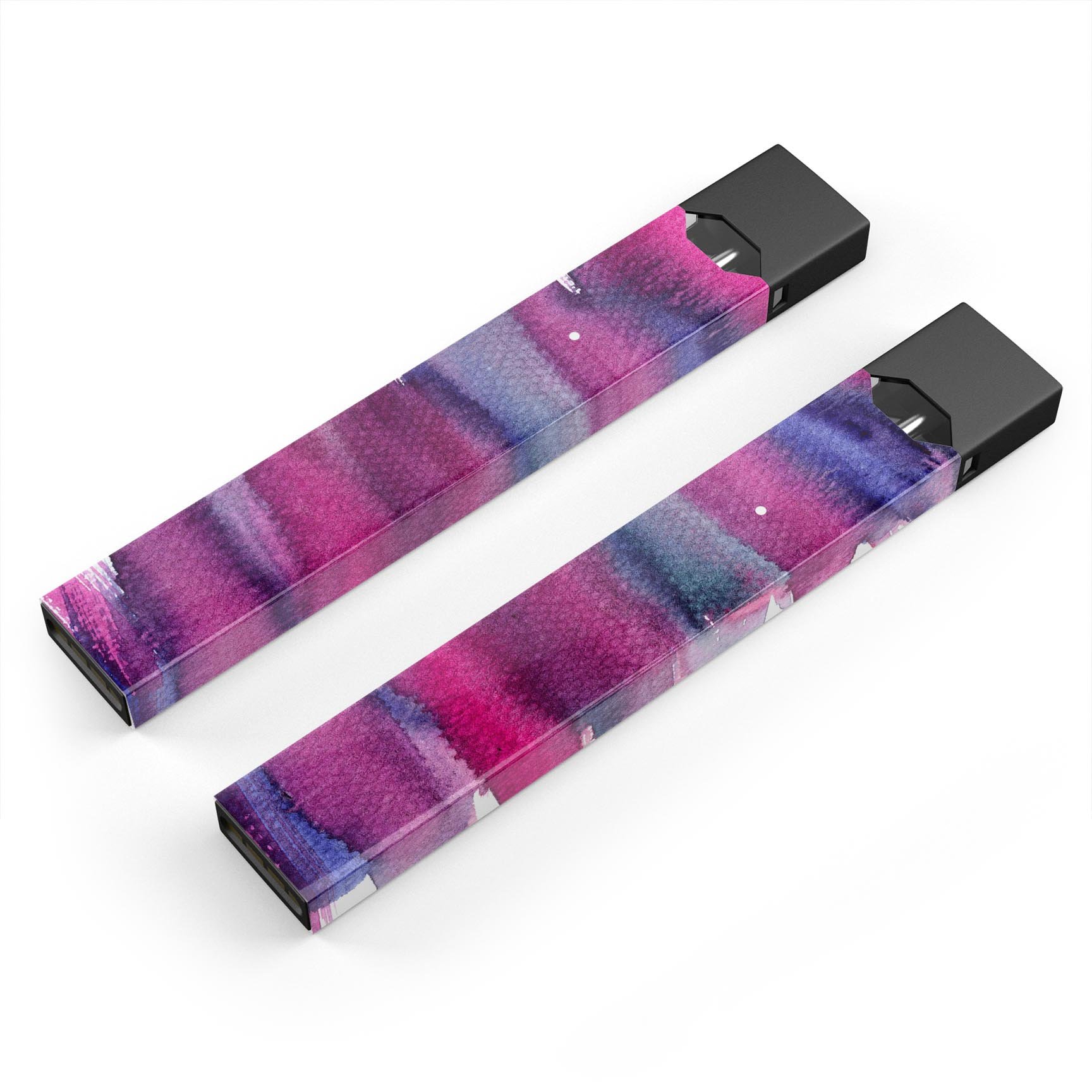 Violet Mixed Watercolor skin-wrap sticker designed for JUUL vaping device, showcasing vibrant colors and a sleek finish.