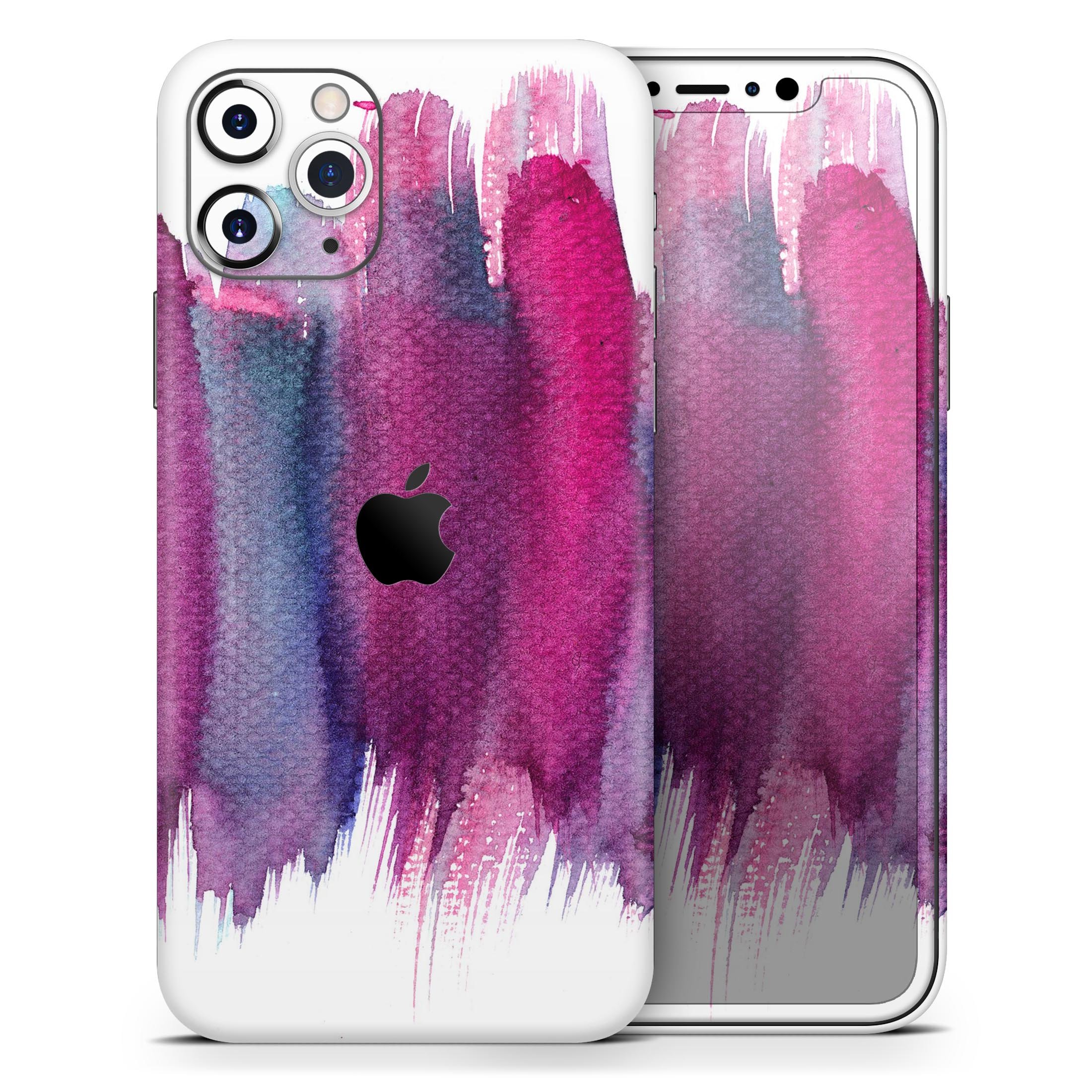 Violet Mixed Watercolor Skin-Kit for Apple iPhone, showcasing vibrant colors and a sleek design.