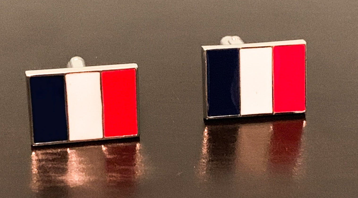 Stylish Vive La France Cufflinks featuring the French flag design, perfect for formal occasions.