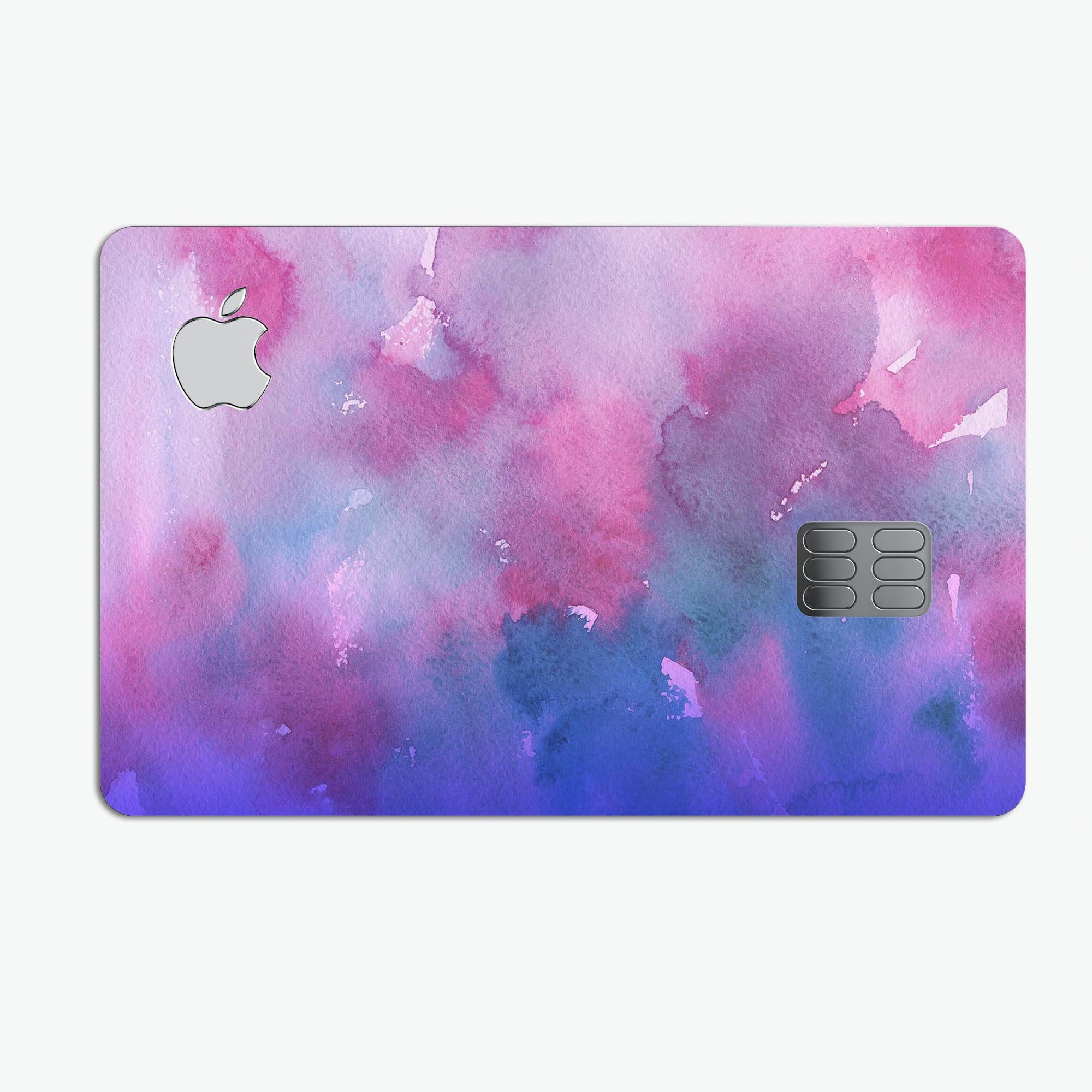 Vivid Absorbed Watercolor Texture decal skin applied on an Apple Card, showcasing its vibrant design and premium finish.