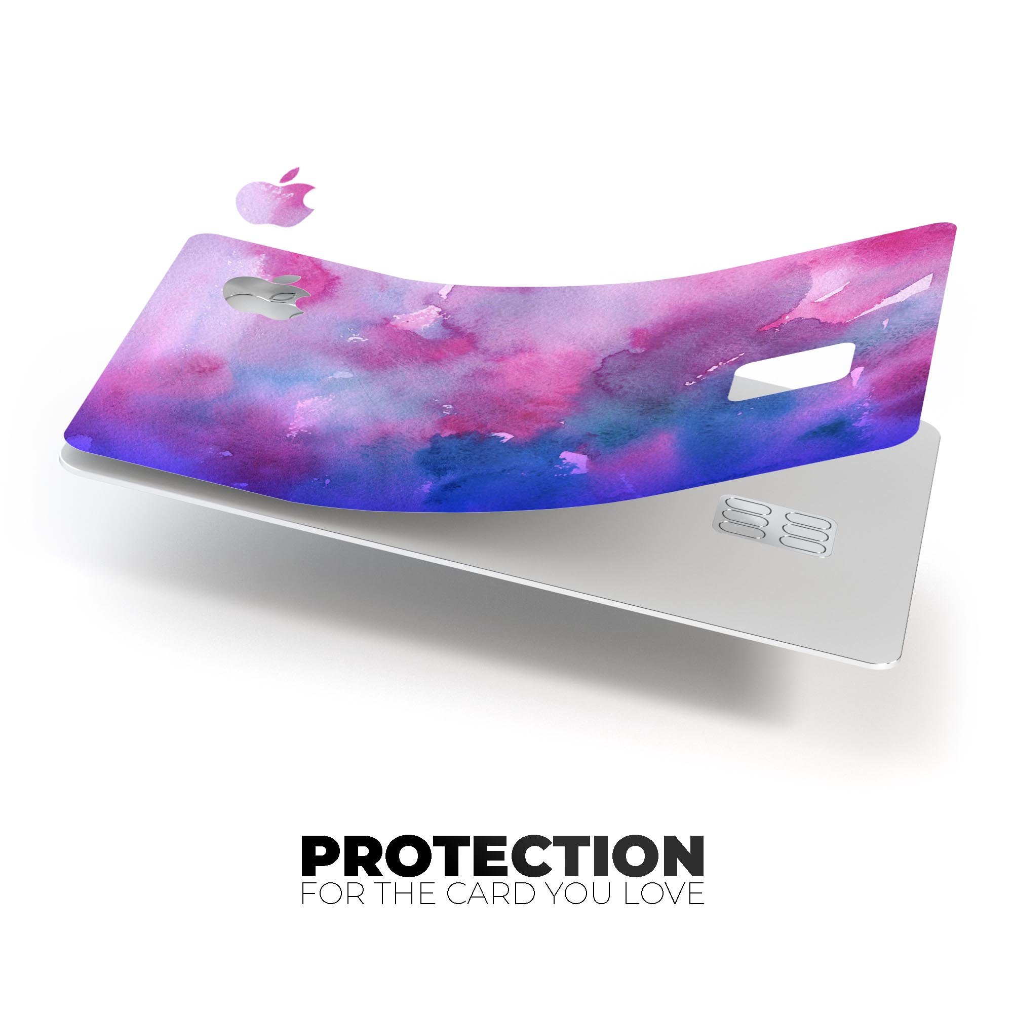 Vivid Absorbed Watercolor Texture decal skin applied on an Apple Card, showcasing its vibrant design and premium finish.