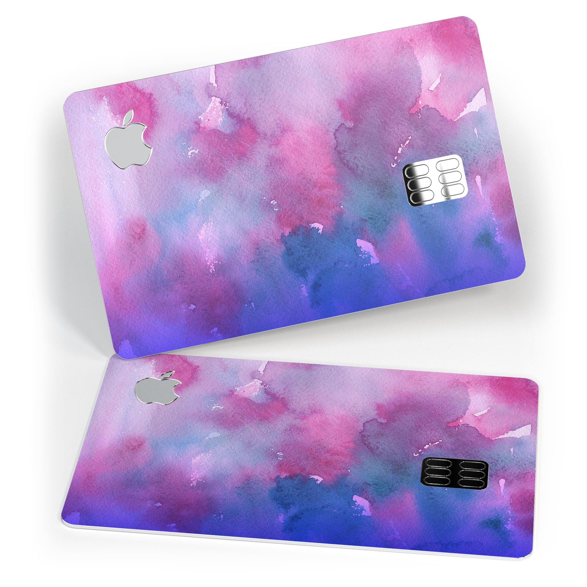 Vivid Absorbed Watercolor Texture decal skin applied on an Apple Card, showcasing its vibrant design and premium finish.