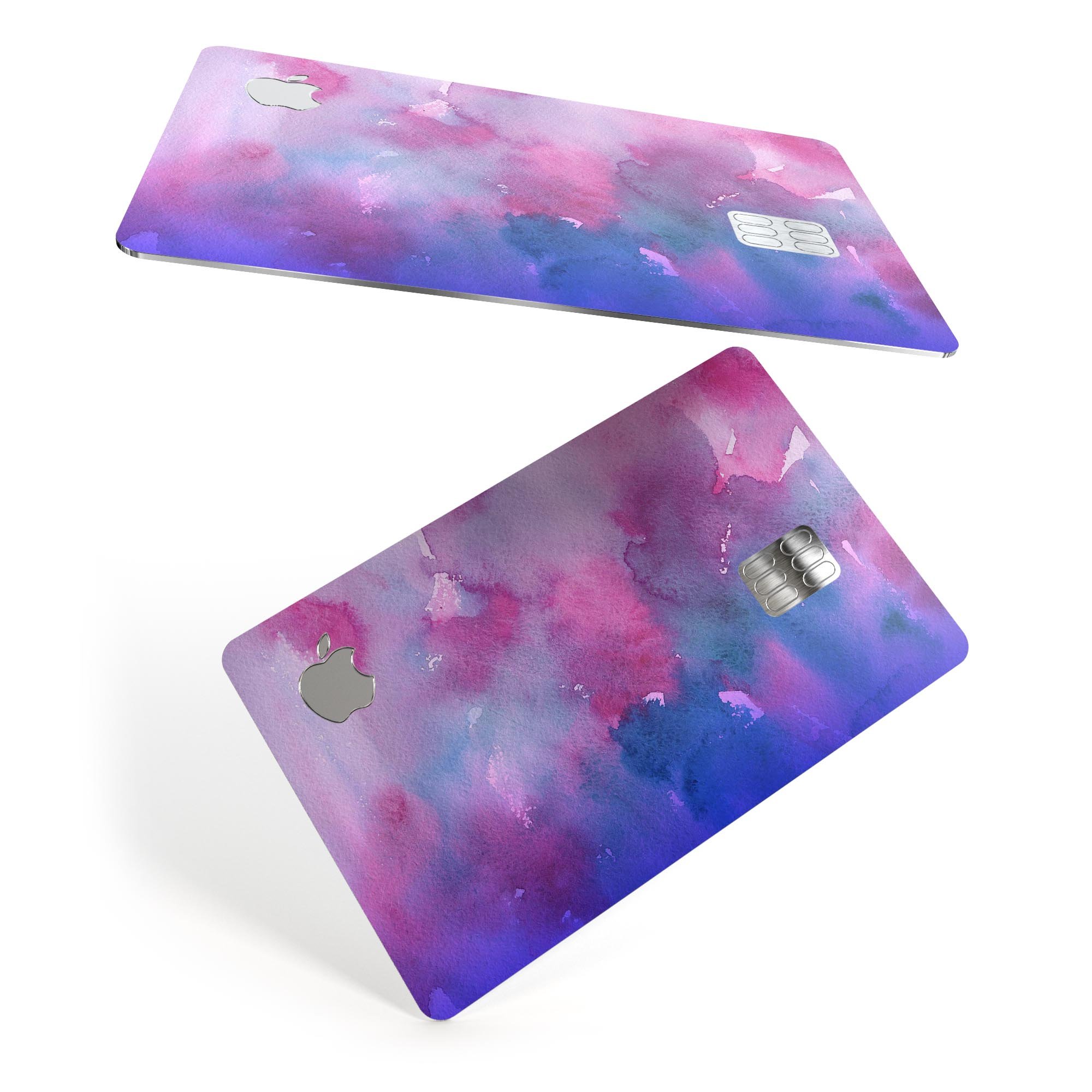 Vivid Absorbed Watercolor Texture decal skin applied on an Apple Card, showcasing its vibrant design and premium finish.