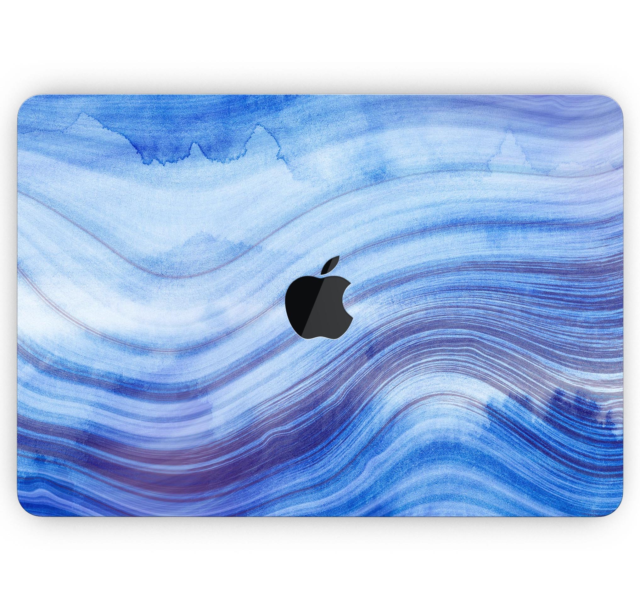 Vivid Agate Vein Slice Blue skin decal wrap kit for MacBook, showcasing a colorful agate design with a glossy finish.