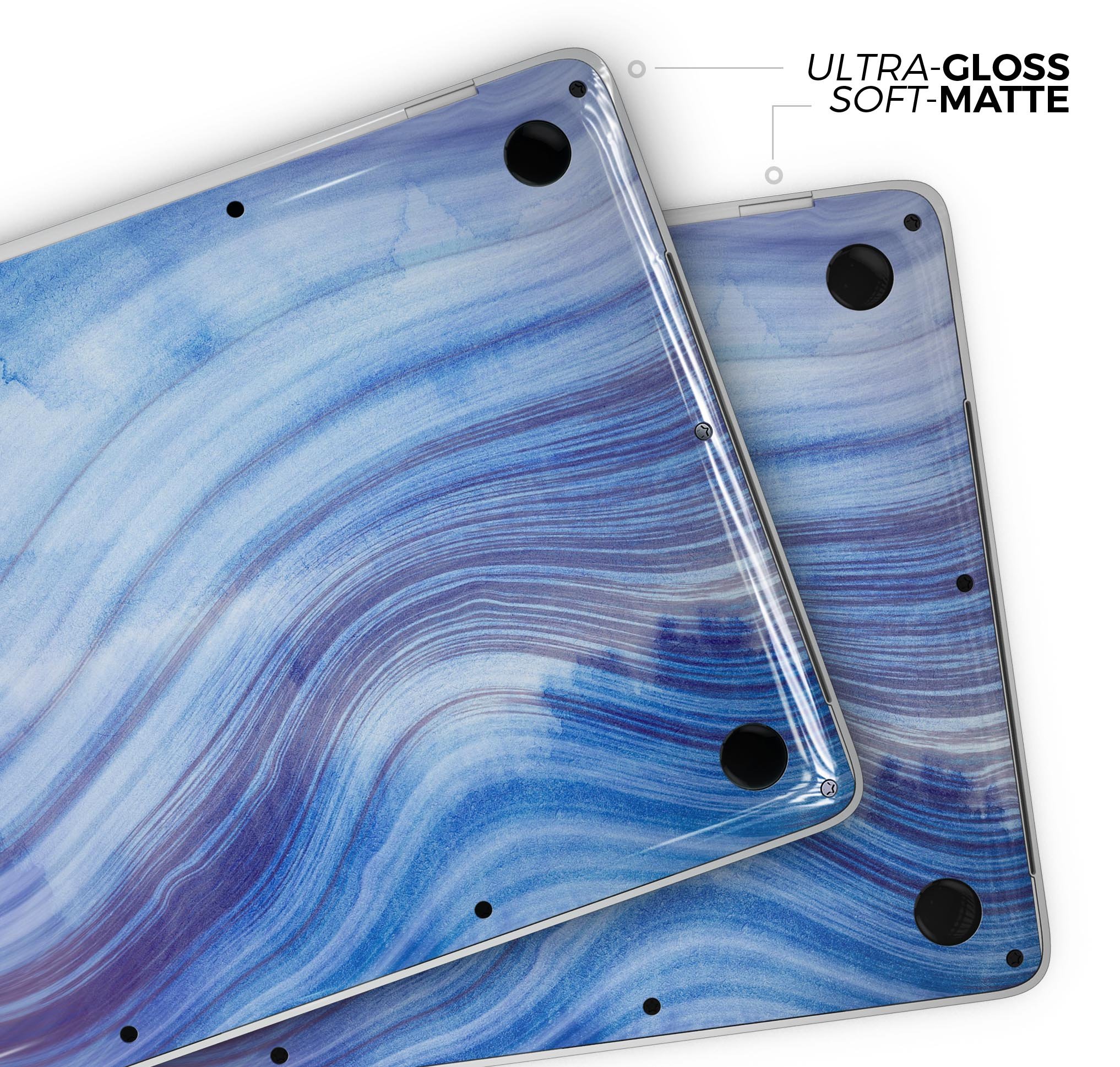 Vivid Agate Vein Slice Blue skin decal wrap kit for MacBook, showcasing a colorful agate design with a glossy finish.