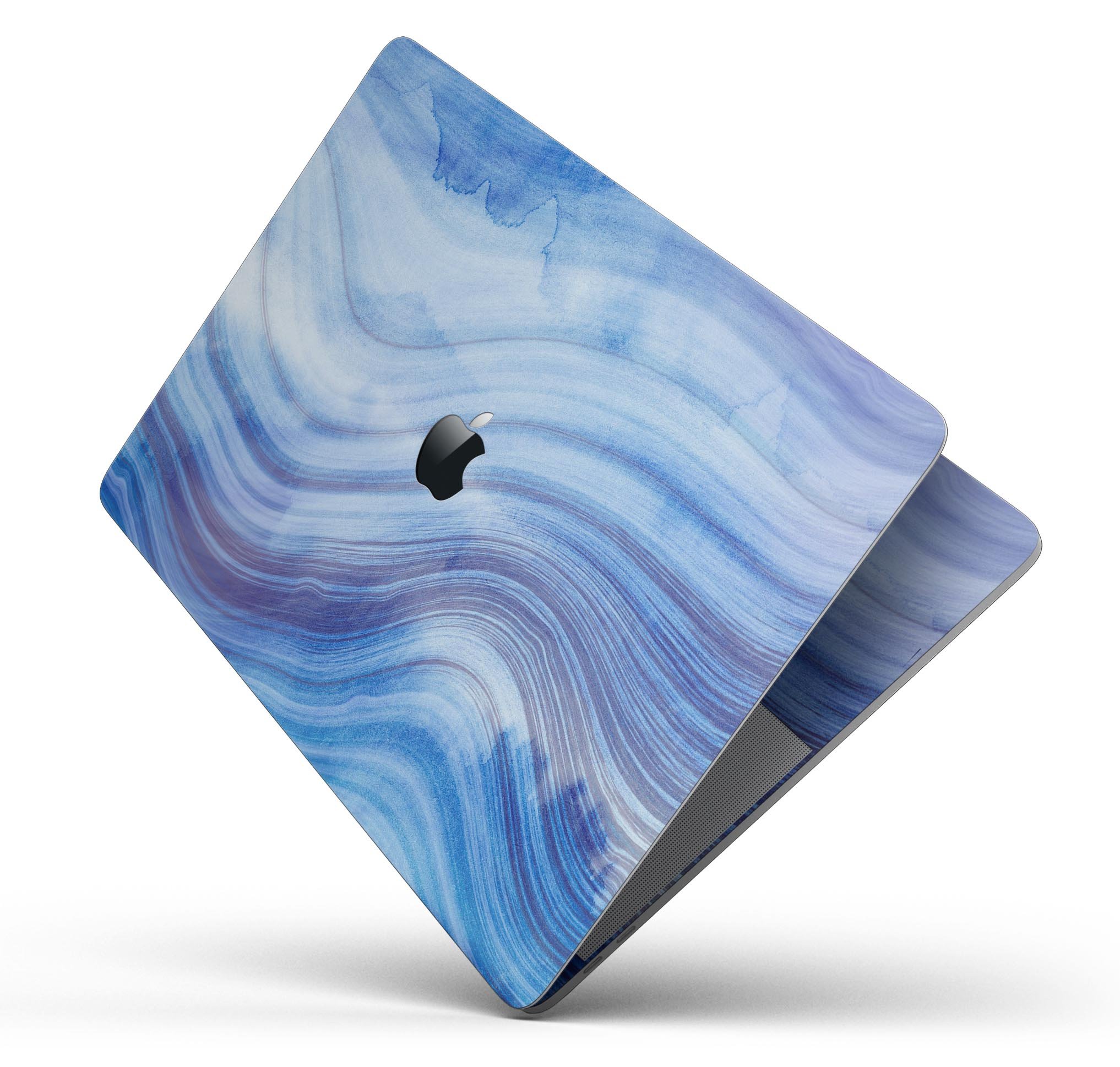 Vivid Agate Vein Slice Blue skin decal wrap kit for MacBook, showcasing a colorful agate design with a glossy finish.