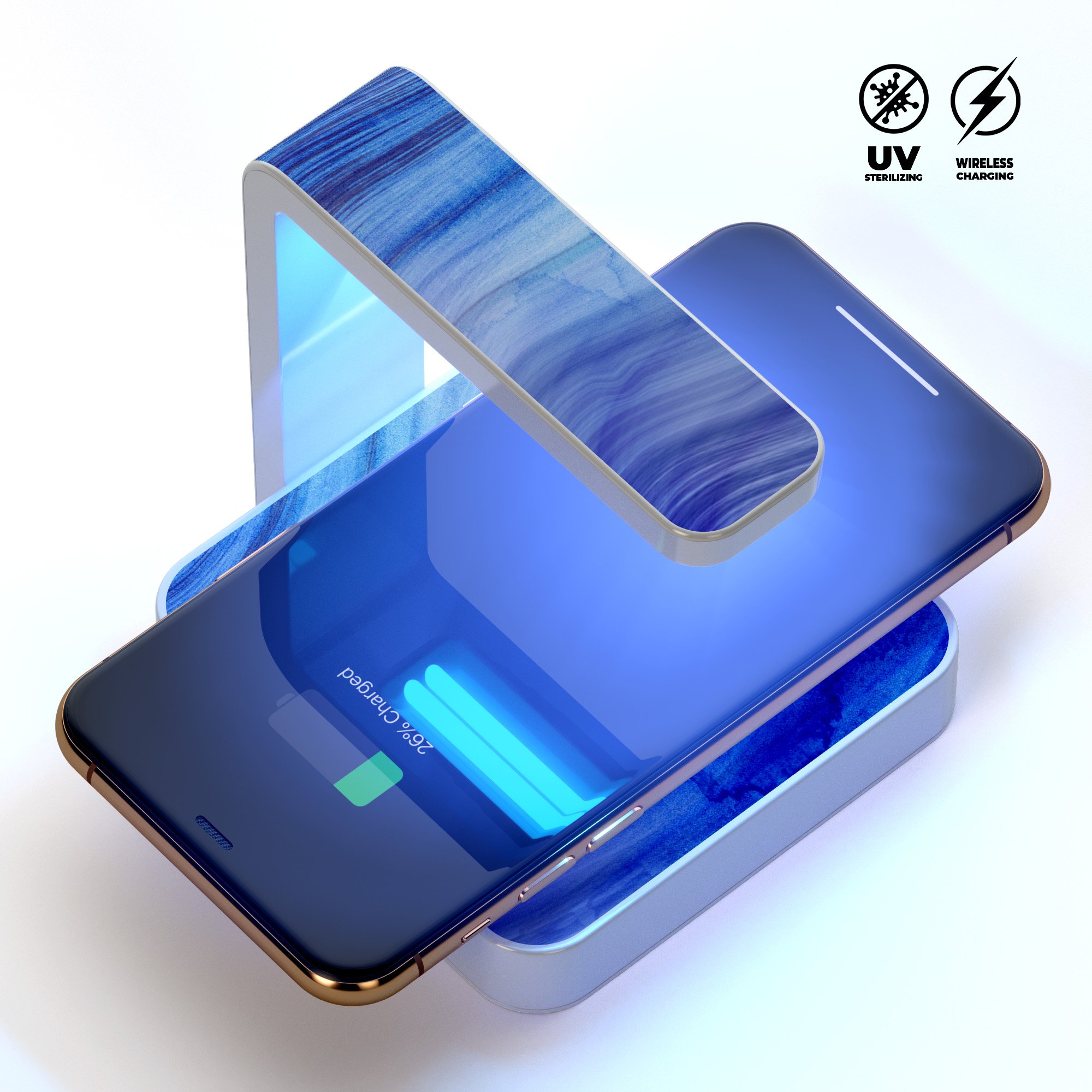 Vivid Agate Vein Slice Blue V5 UV Germicidal Sanitizing Sterilizing charger with a sleek design and wireless charging feature.