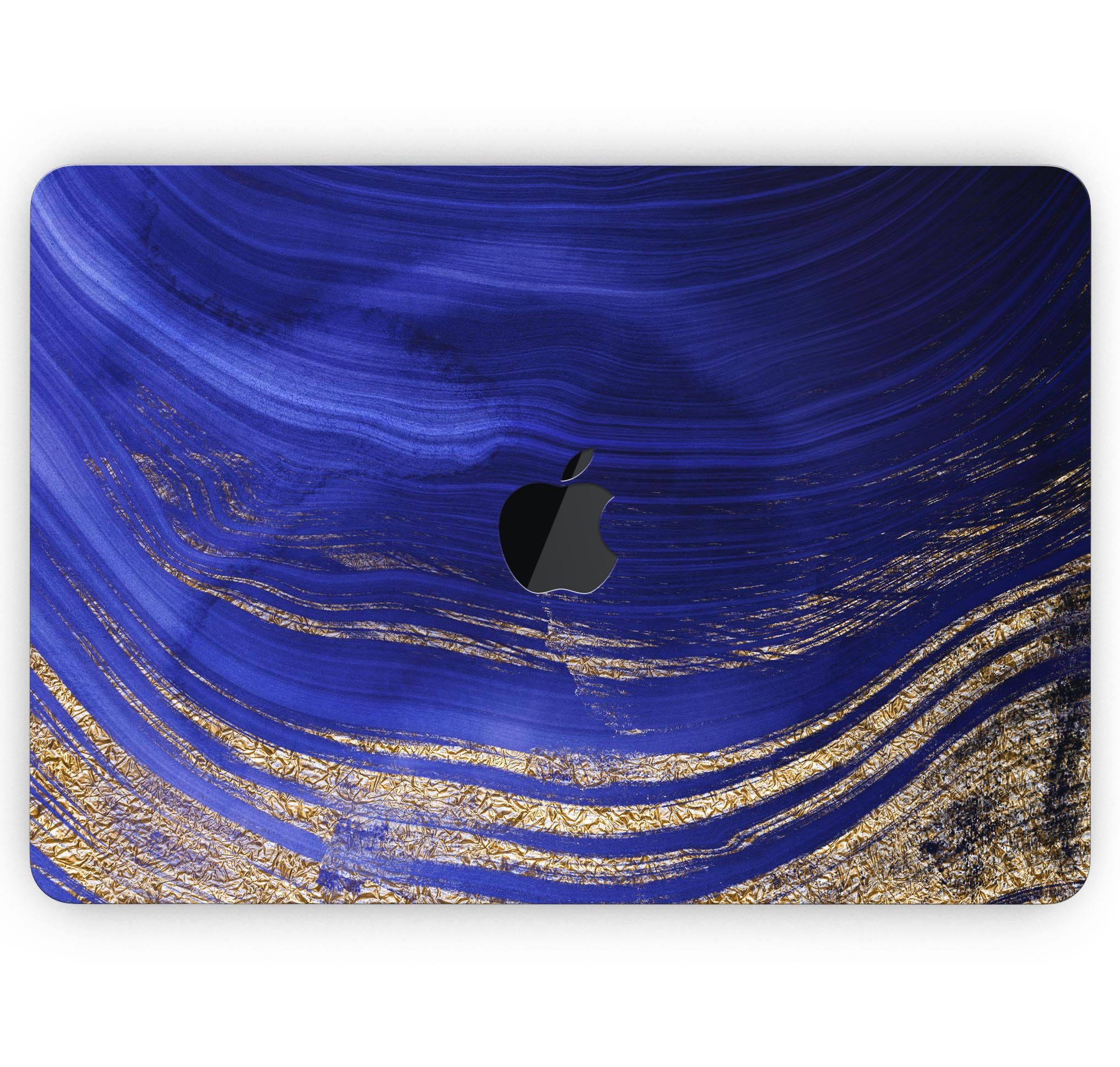 Vivid Agate Vein Slice Blue skin decal wrap kit for MacBook, showcasing a stylish design with a glossy finish.