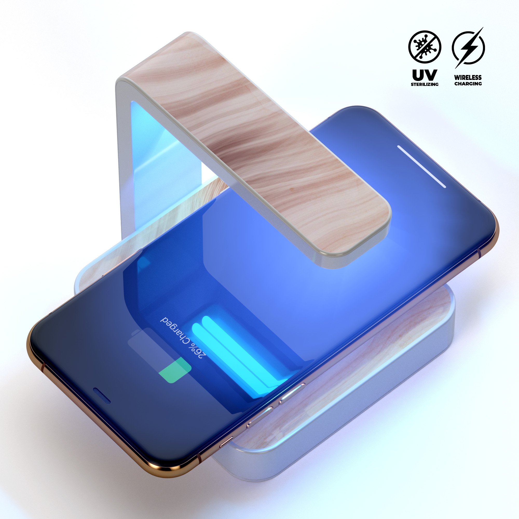 Vivid Agate Vein Slice UV Germicidal Sanitizing Charger with decorative skin, showcasing its sleek design and functionality.