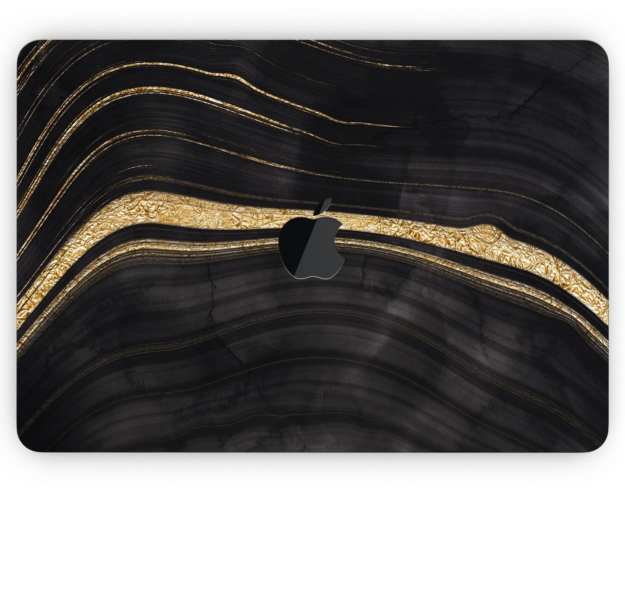 Vivid Agate Vein Slice Skin Decal Wrap Kit for MacBook, showcasing a colorful agate design with a glossy finish.