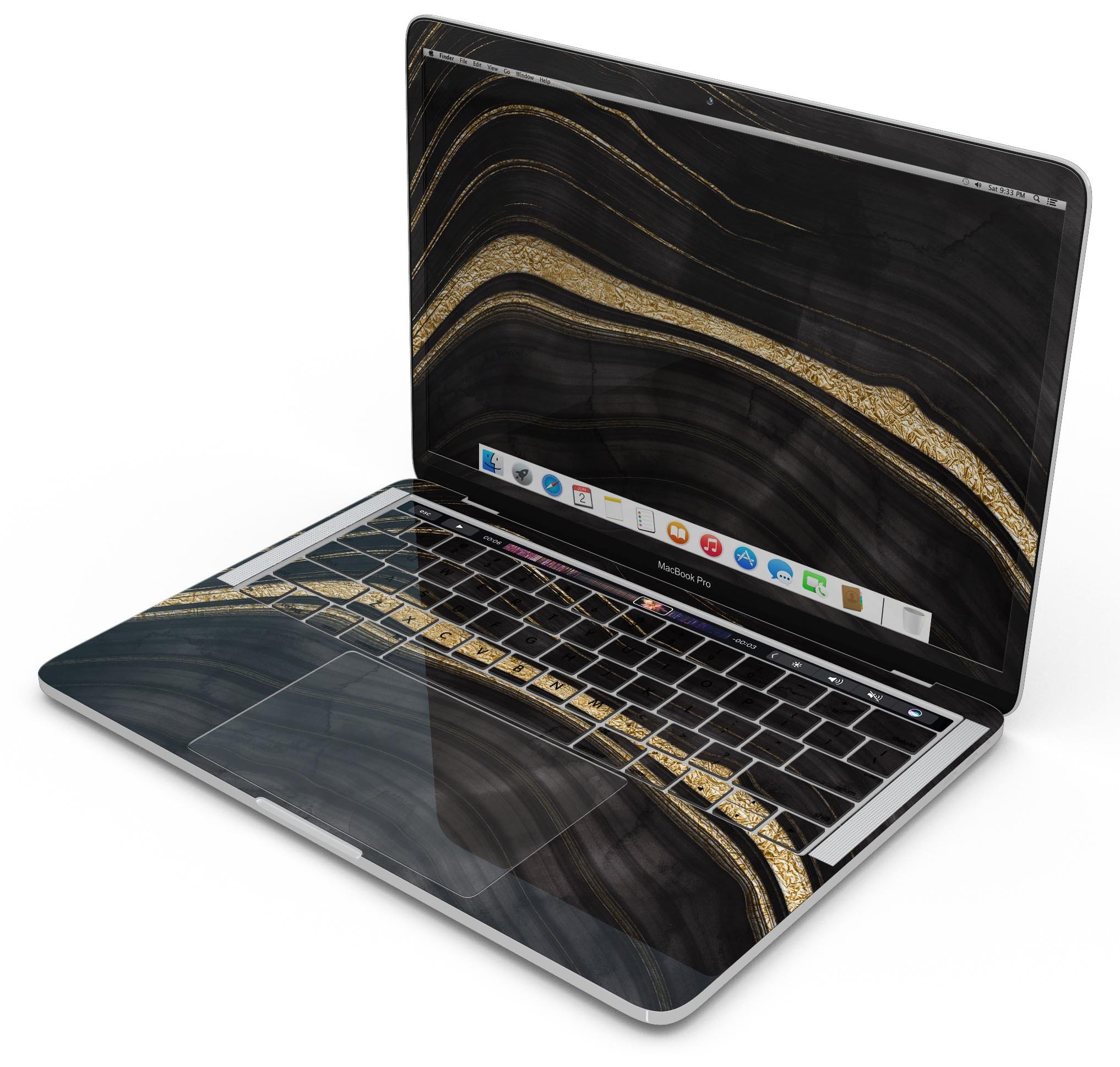 Vivid Agate Vein Slice Skin Decal Wrap Kit for MacBook, showcasing a colorful agate design with a glossy finish.