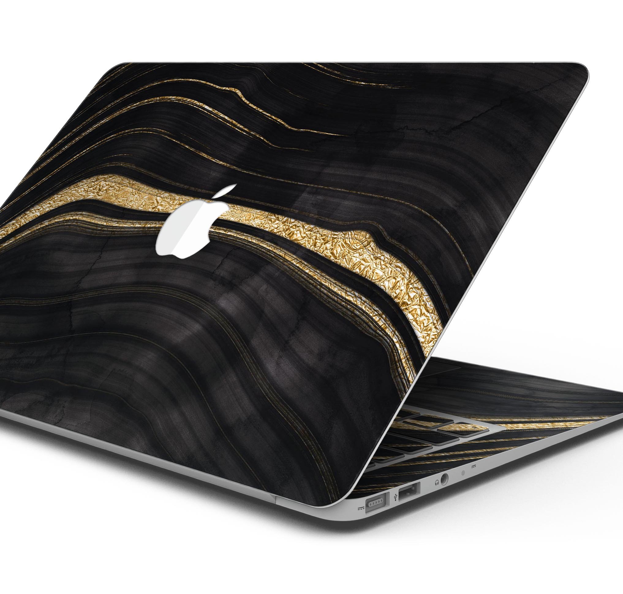 Vivid Agate Vein Slice Skin Decal Wrap Kit for MacBook, showcasing a colorful agate design with a glossy finish.