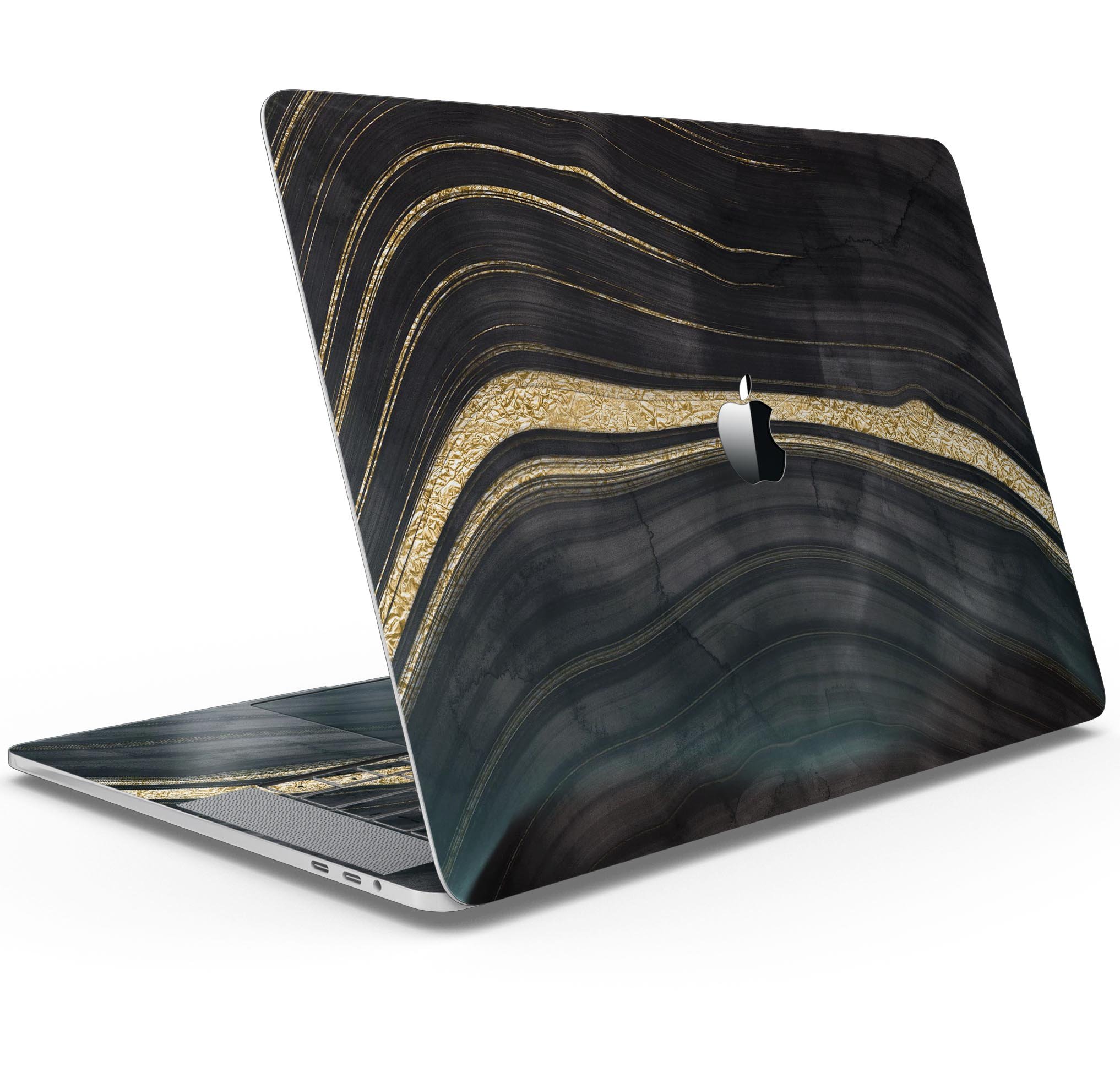 Vivid Agate Vein Slice Skin Decal Wrap Kit for MacBook, showcasing a colorful agate design with a glossy finish.