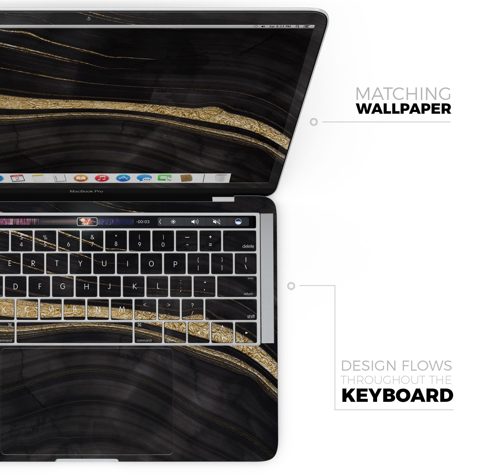 Vivid Agate Vein Slice Skin Decal Wrap Kit for MacBook, showcasing a colorful agate design with a glossy finish.