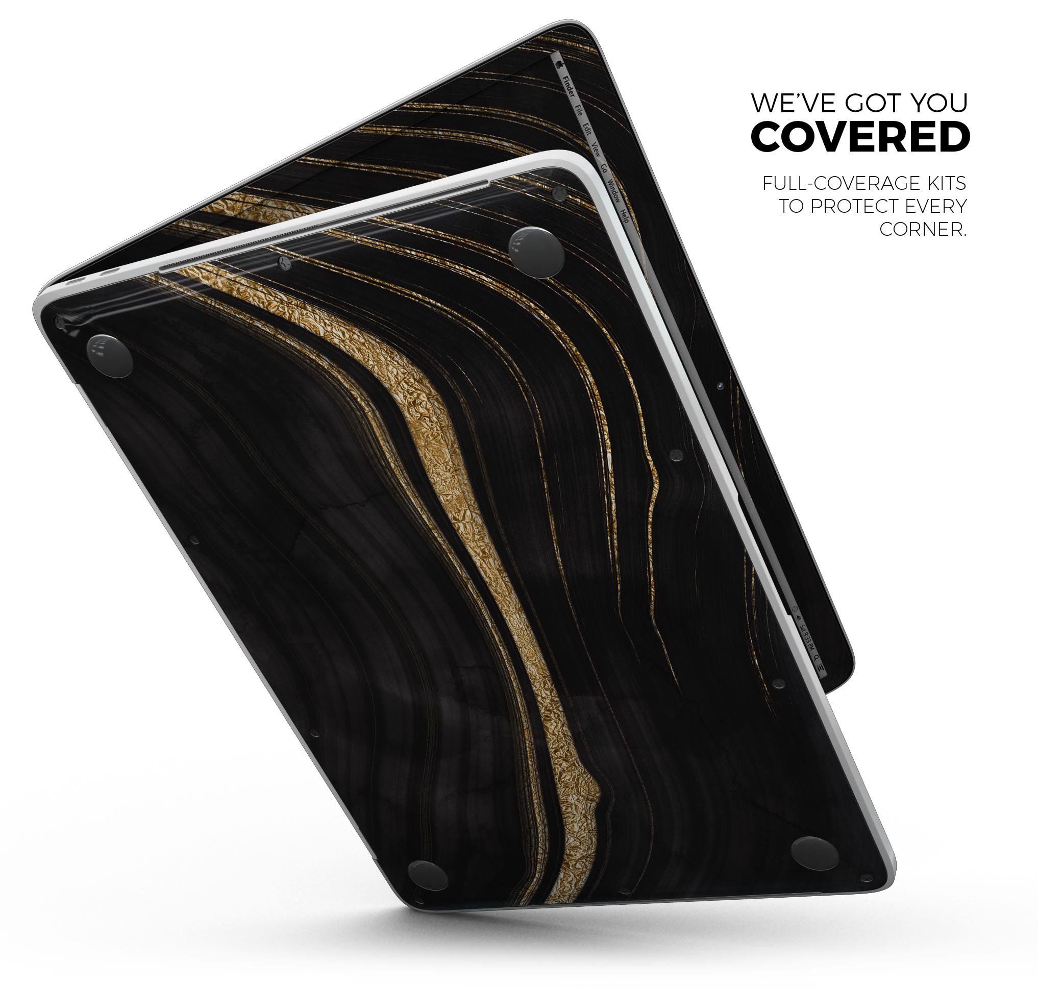 Vivid Agate Vein Slice Skin Decal Wrap Kit for MacBook, showcasing a colorful agate design with a glossy finish.