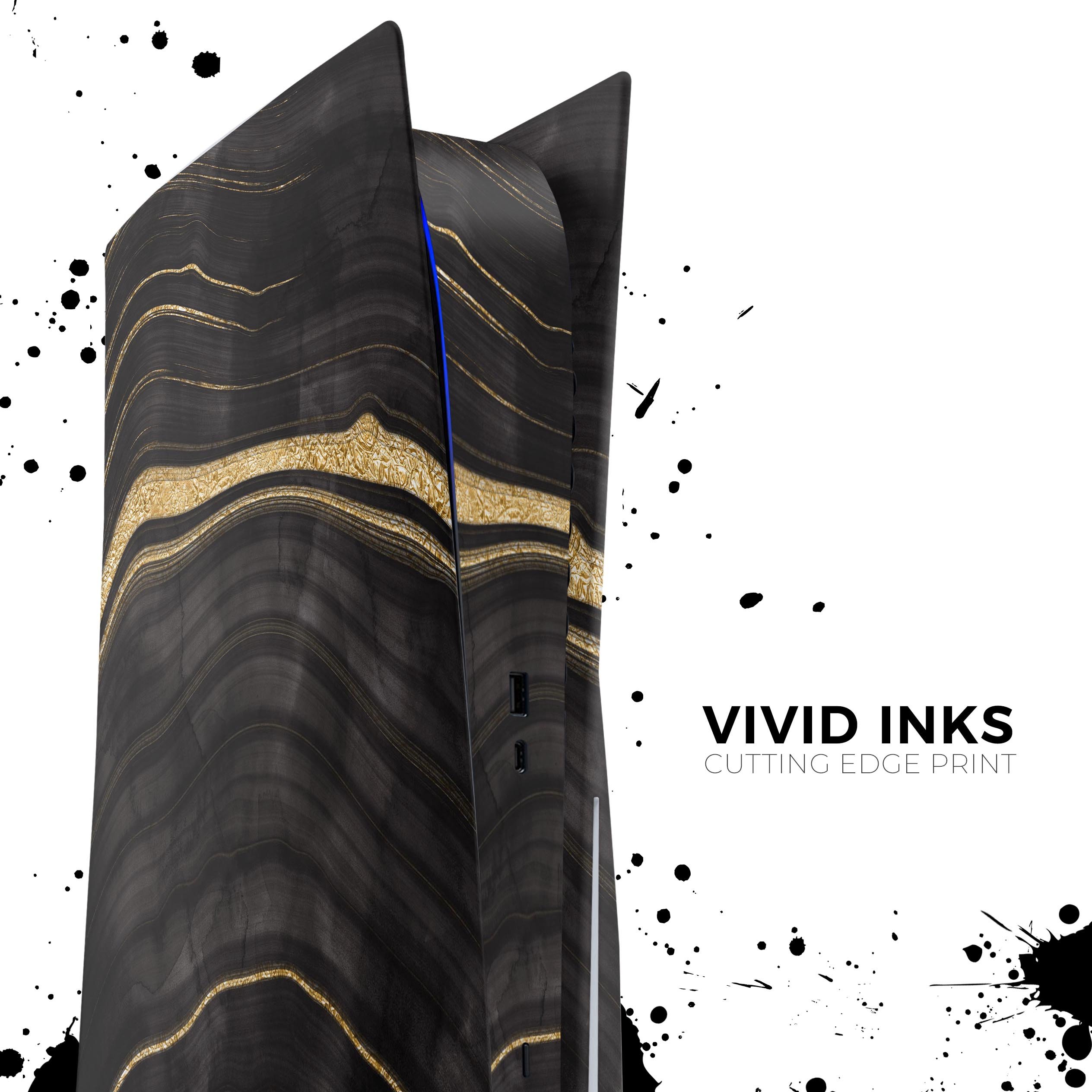 Vivid Agate Vein Slice skin decal wrap for PS5, showcasing a colorful and stylish design that fits snugly on the console.