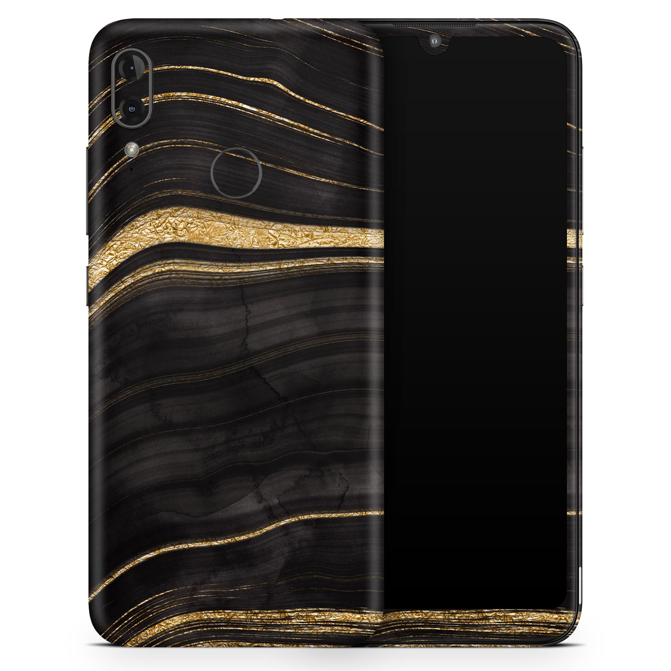 Vivid Agate Vein Slice Foiled V9 skin decal wrap kit for Motorola phones, showcasing a stylish design with a soft-touch matte finish.