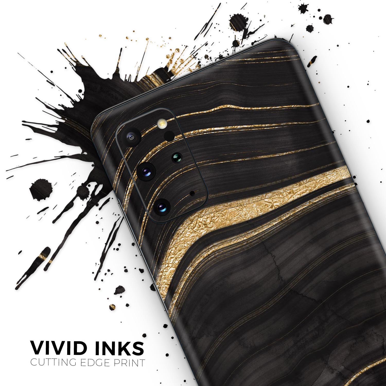 Vivid Agate Vein Slice Foiled V9 skin decal wrap kit for Samsung Galaxy, showcasing a colorful agate design with a soft matte finish.