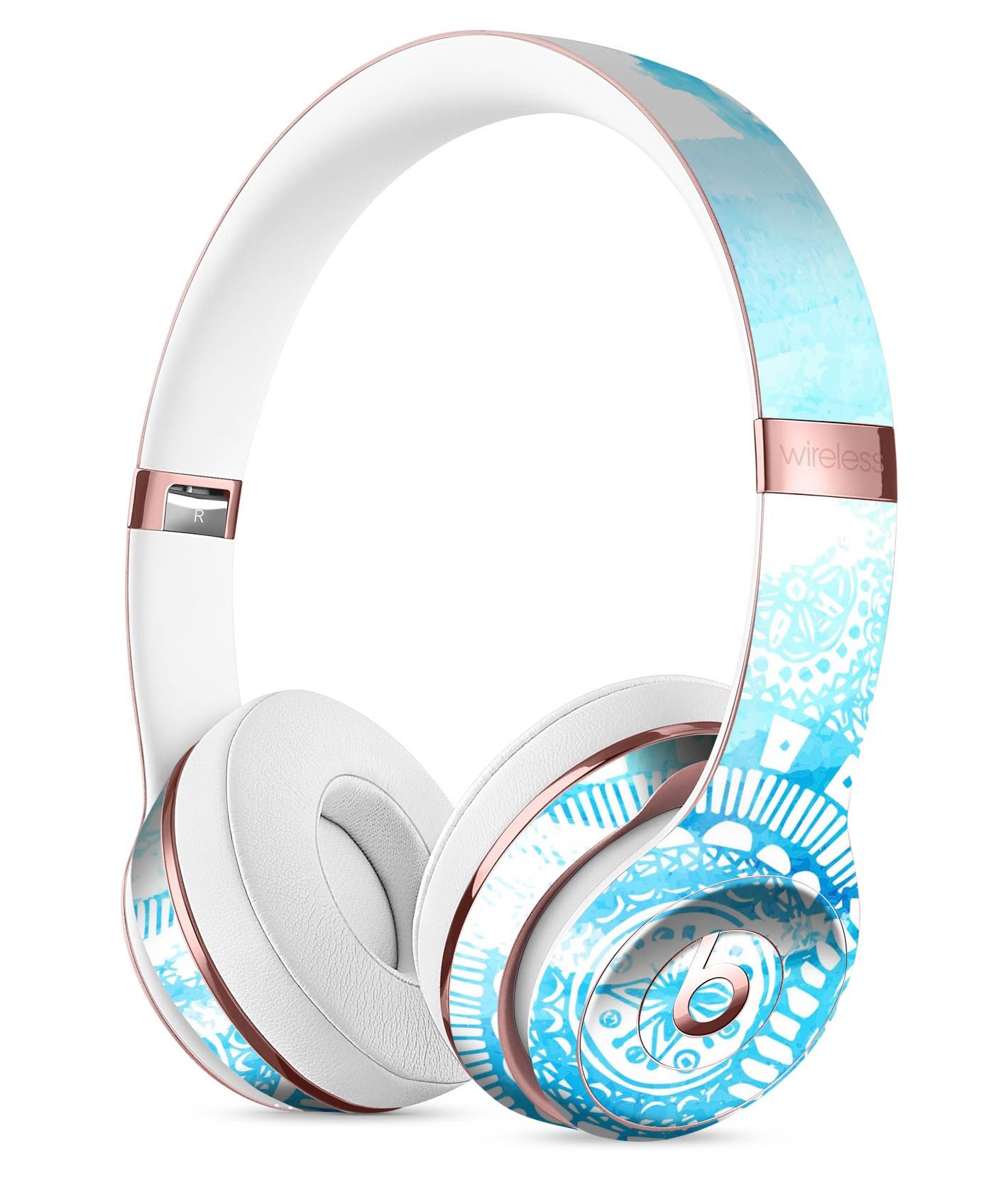 Vivid Blue Abstract Washed Full-Body Skin Kit for Beats by Dre Solo 3 Wireless Headphones, showcasing a stylish design and premium vinyl material.