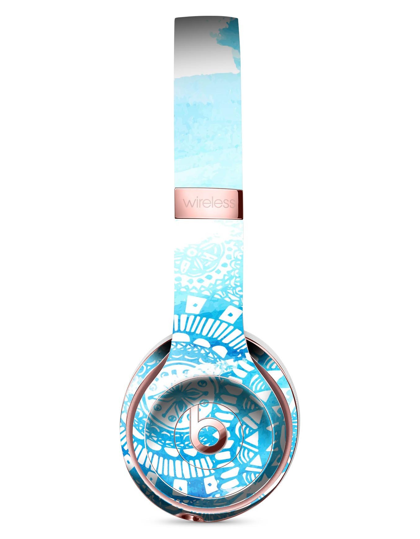 Vivid Blue Abstract Washed Full-Body Skin Kit for Beats by Dre Solo 3 Wireless Headphones, showcasing a stylish design and premium vinyl material.