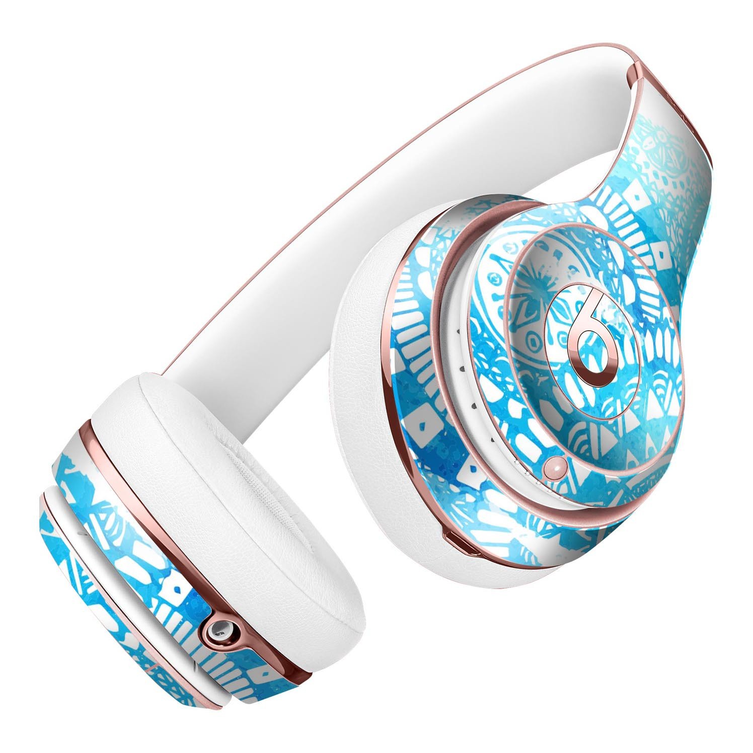 Vivid Blue Abstract Washed Full-Body Skin Kit for Beats by Dre Solo 3 Wireless Headphones, showcasing a stylish design and premium vinyl material.