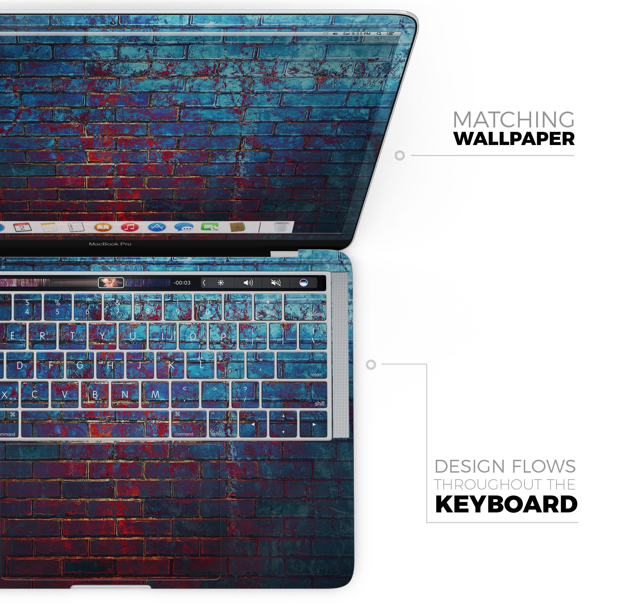 Vivid Blue Brice Alley Skin Decal Wrap Kit for Apple MacBook, showcasing a vibrant blue design with a smooth finish.