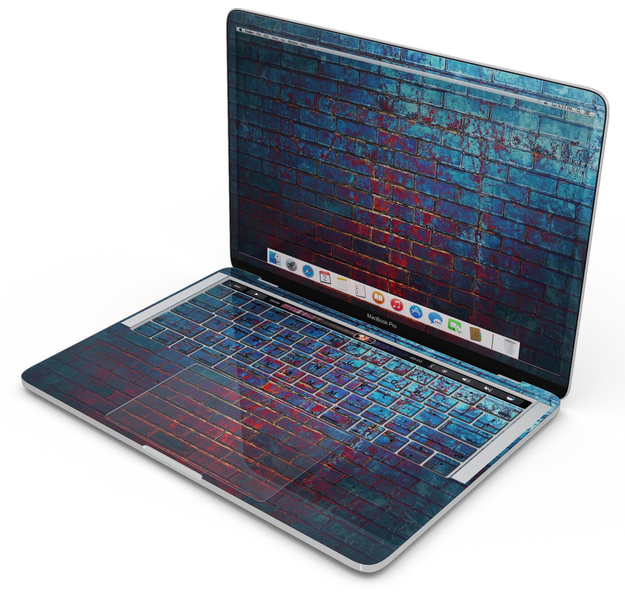 Vivid Blue Brice Alley Skin Decal Wrap Kit for Apple MacBook, showcasing a vibrant blue design with a smooth finish.