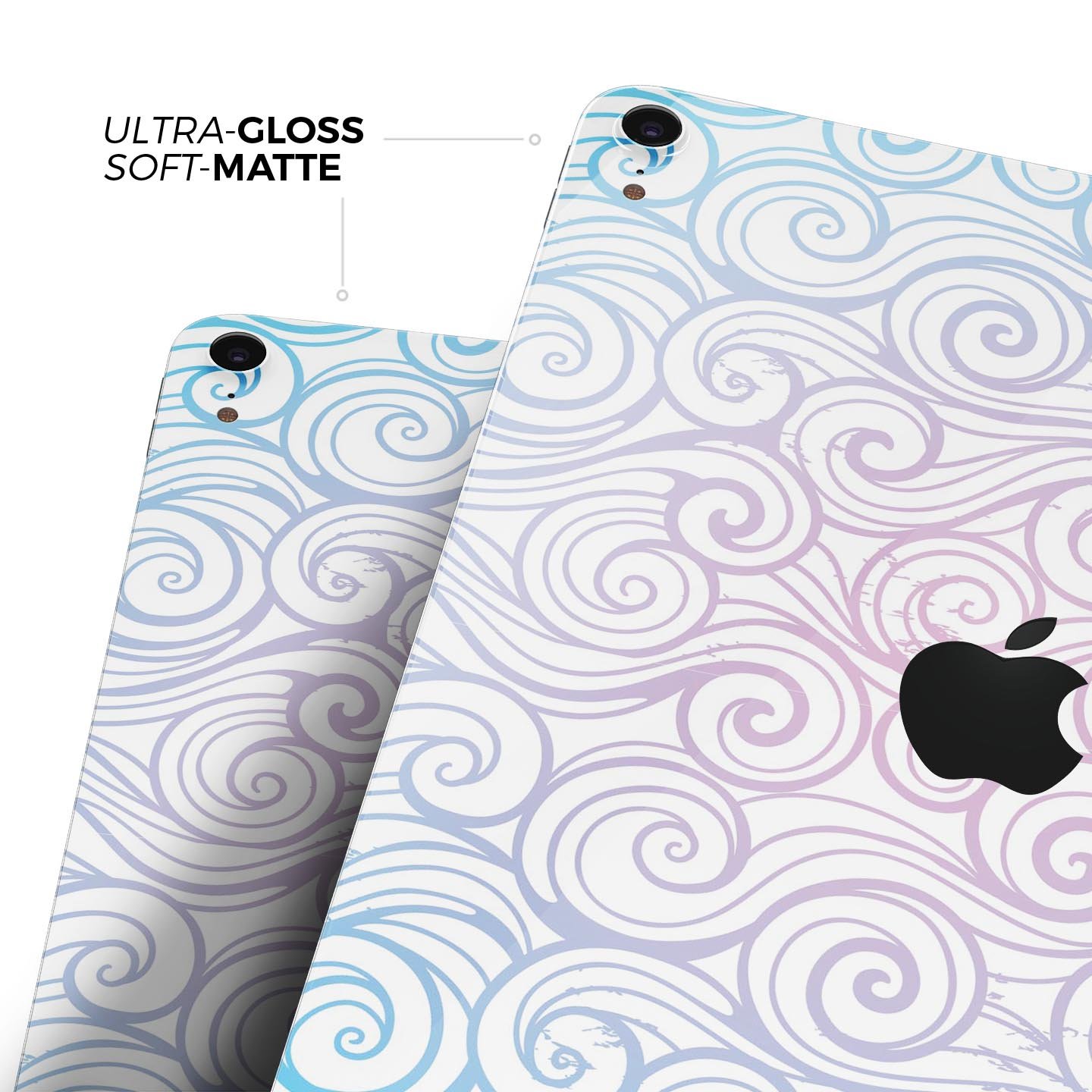 Vivid Blue Gradient Swirl skin decal for Apple iPad, showcasing vibrant colors and a sleek design.