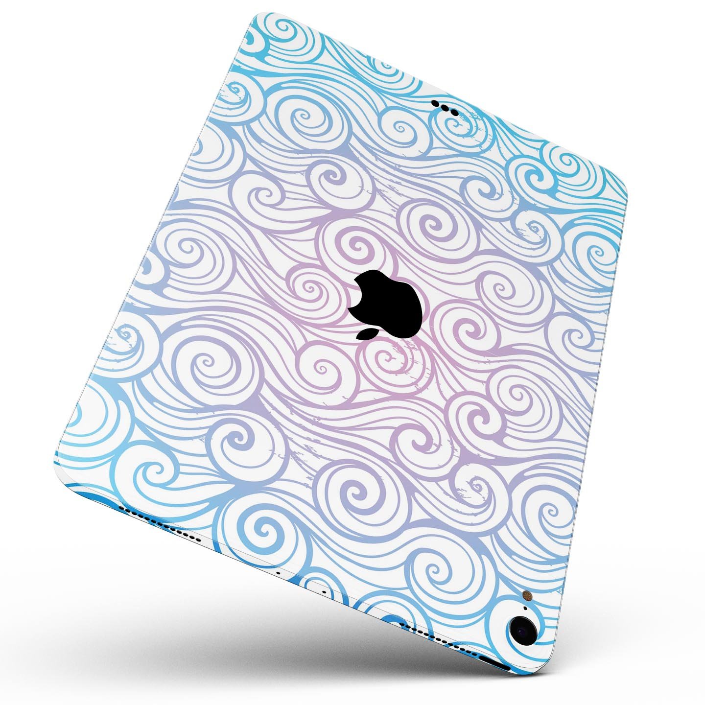 Vivid Blue Gradient Swirl skin decal for Apple iPad, showcasing vibrant colors and a sleek design.