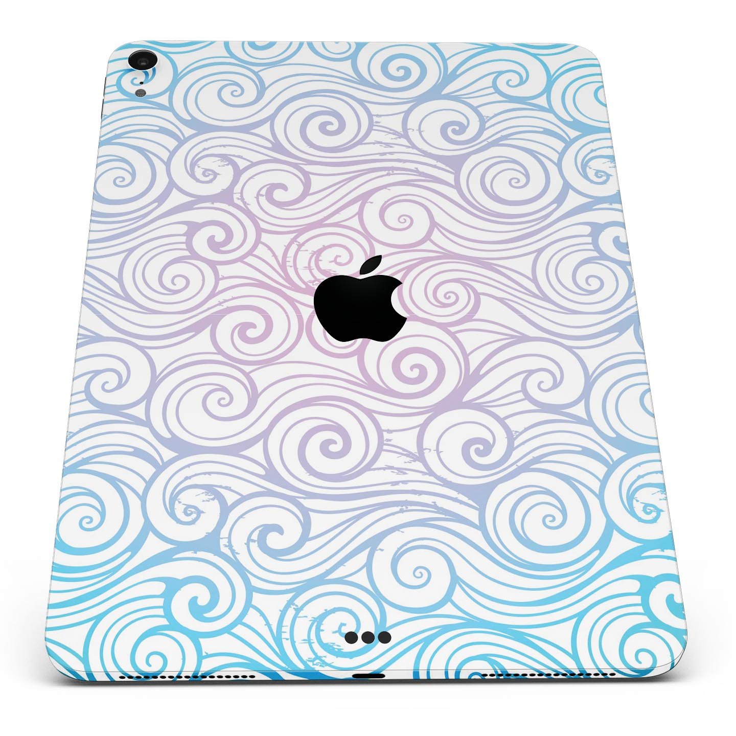 Vivid Blue Gradient Swirl skin decal for Apple iPad, showcasing vibrant colors and a sleek design.