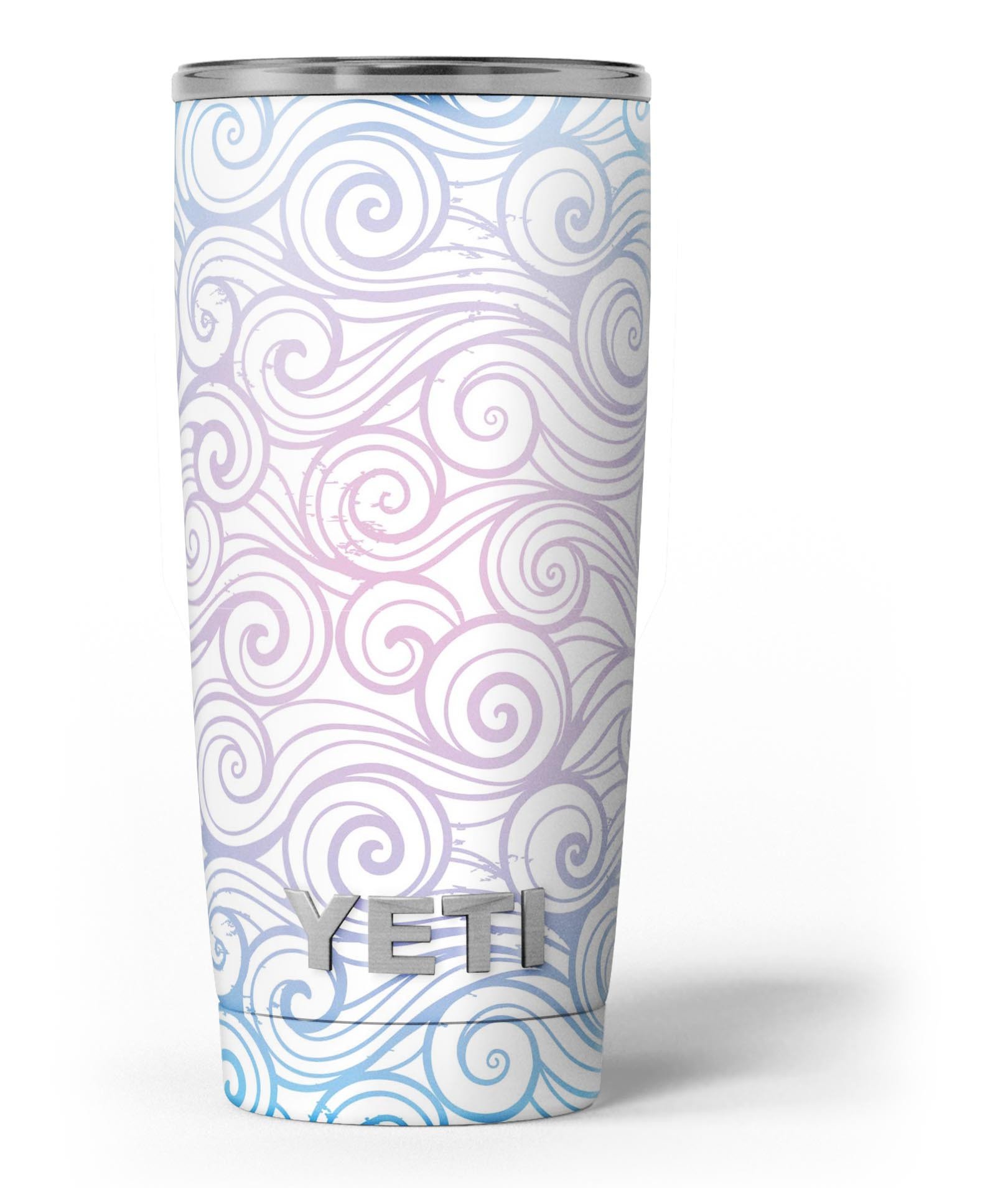 Vivid Blue Gradient Swirl skin decal vinyl wrap kit for Yeti Coolers, showcasing a vibrant design and premium quality material.